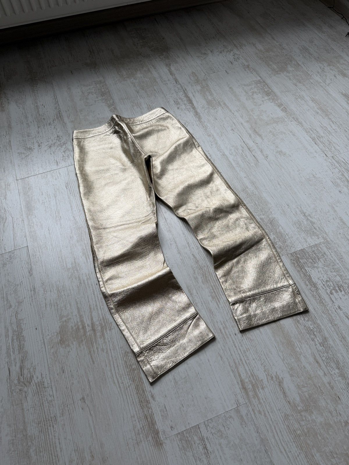 Marni MARNI Gold Metallic Leather Straight Trousers IT 38 Luxury Size 26" / US 2 / IT 38 - 11 Thumbnail
