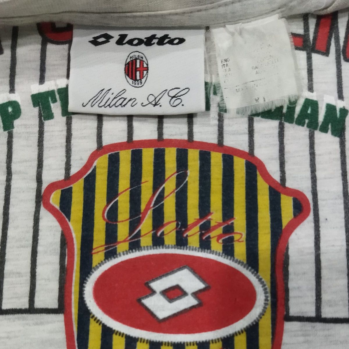 Lotto Sport Super Rare Vintage 1993 AC Milan Lotto Striped Tee Size US L / EU 52-54 / 3 - 3 Thumbnail