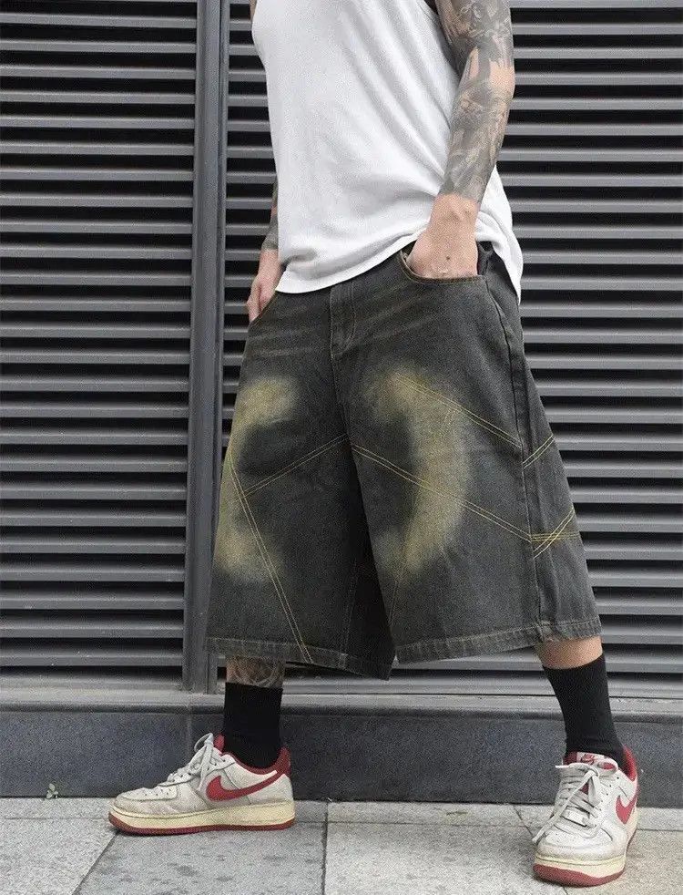 Japanese Brand Distressed Double Stitching Jorts Vintage Style Baggy Cholo Size US 32 / EU 48 - 5 Thumbnail