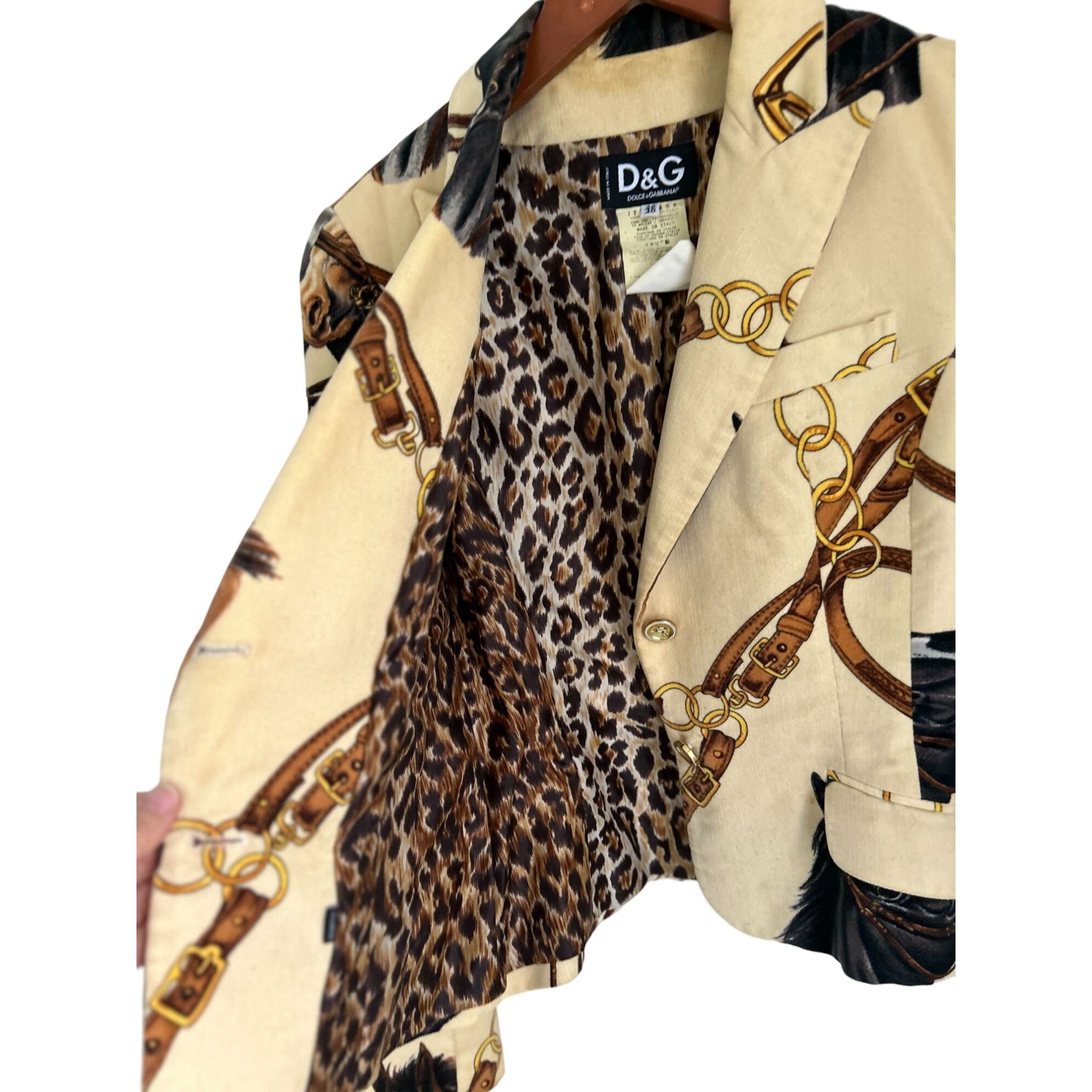 Dolce & Gabbana 1990’s Vtg Dolce & Gabbana Equestrian Blazer Horse Velvet / Size XS / US 0-2 / IT 36-38 - 9 Thumbnail
