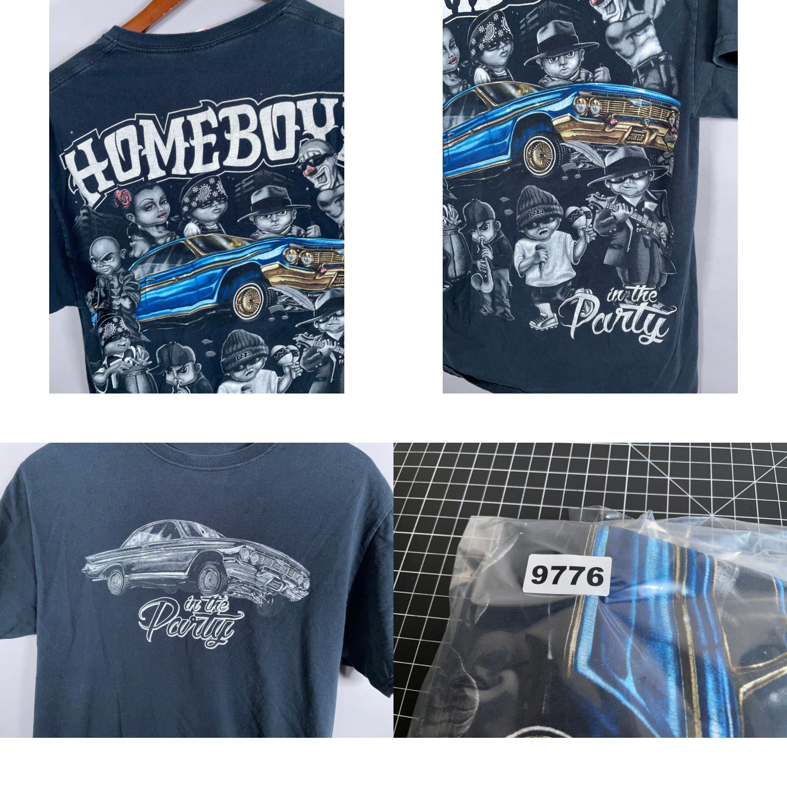 Fruit Of The Loom VINTAGE Fruit of the Loom Men's T-Shirt Adult Small Black Double-Sided Homeboys in the Party 90s Retro Cars Size US S / EU 44-46 / 1 - 8 Thumbnail