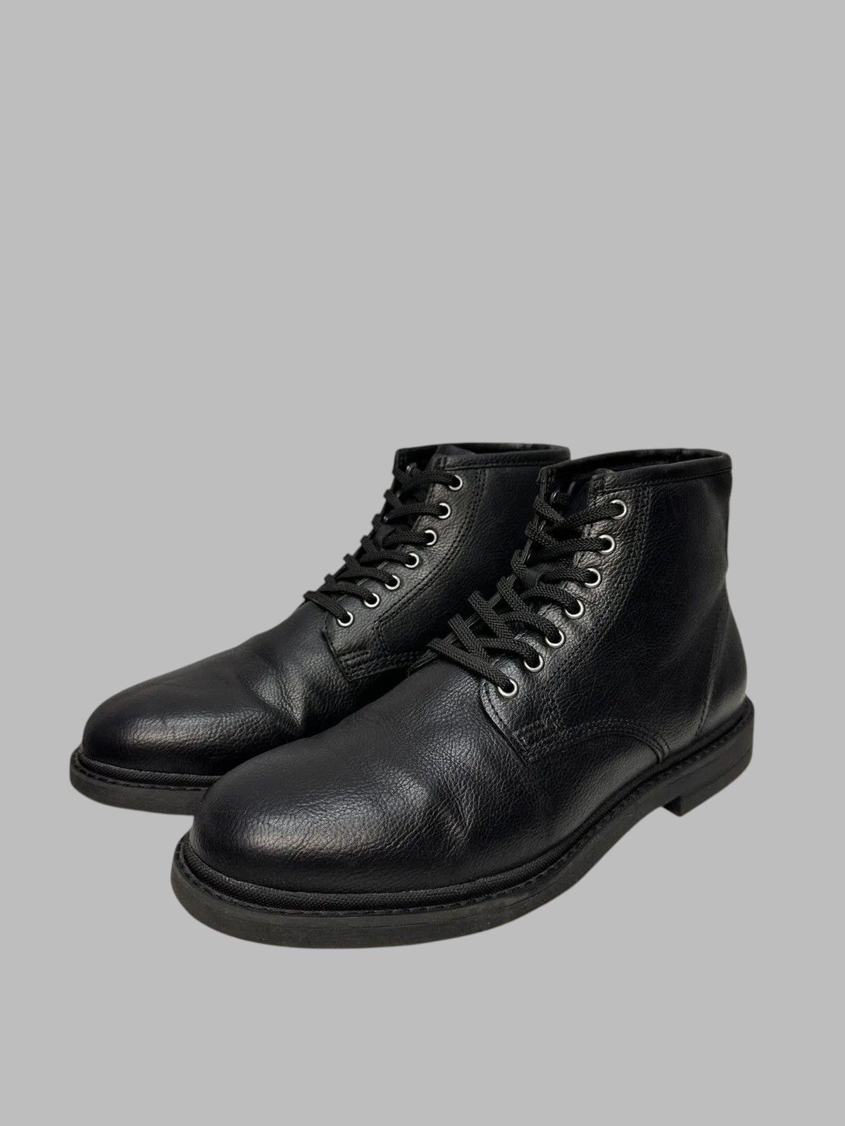 14th Addiction Vintage Black Leather Combat Boots Grunge Military Style Size US 10 / EU 43 - 1 Thumbnail