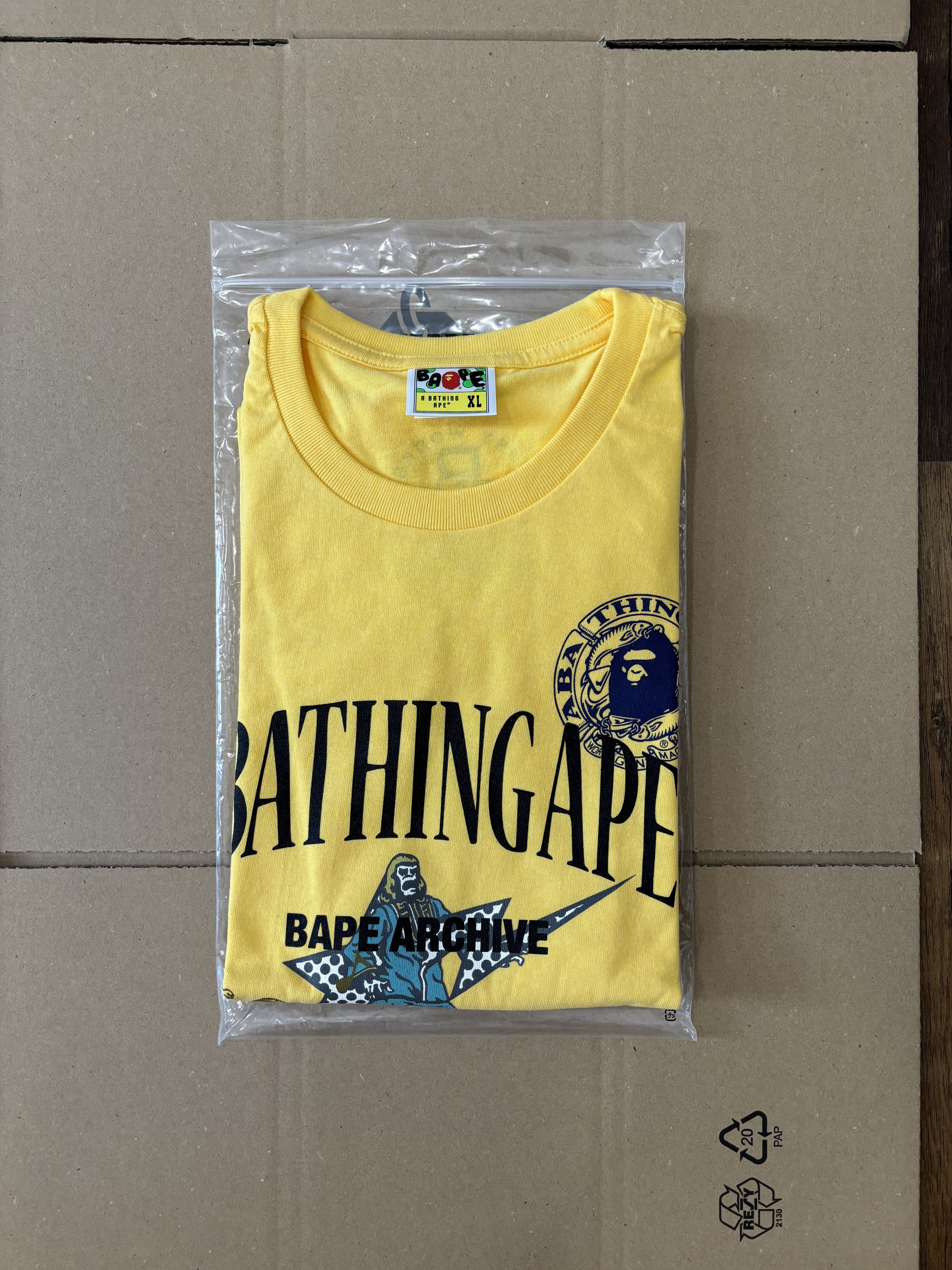 image of Bape Archive Graphic Tee 1 in Yellow, Men's (Size XL)