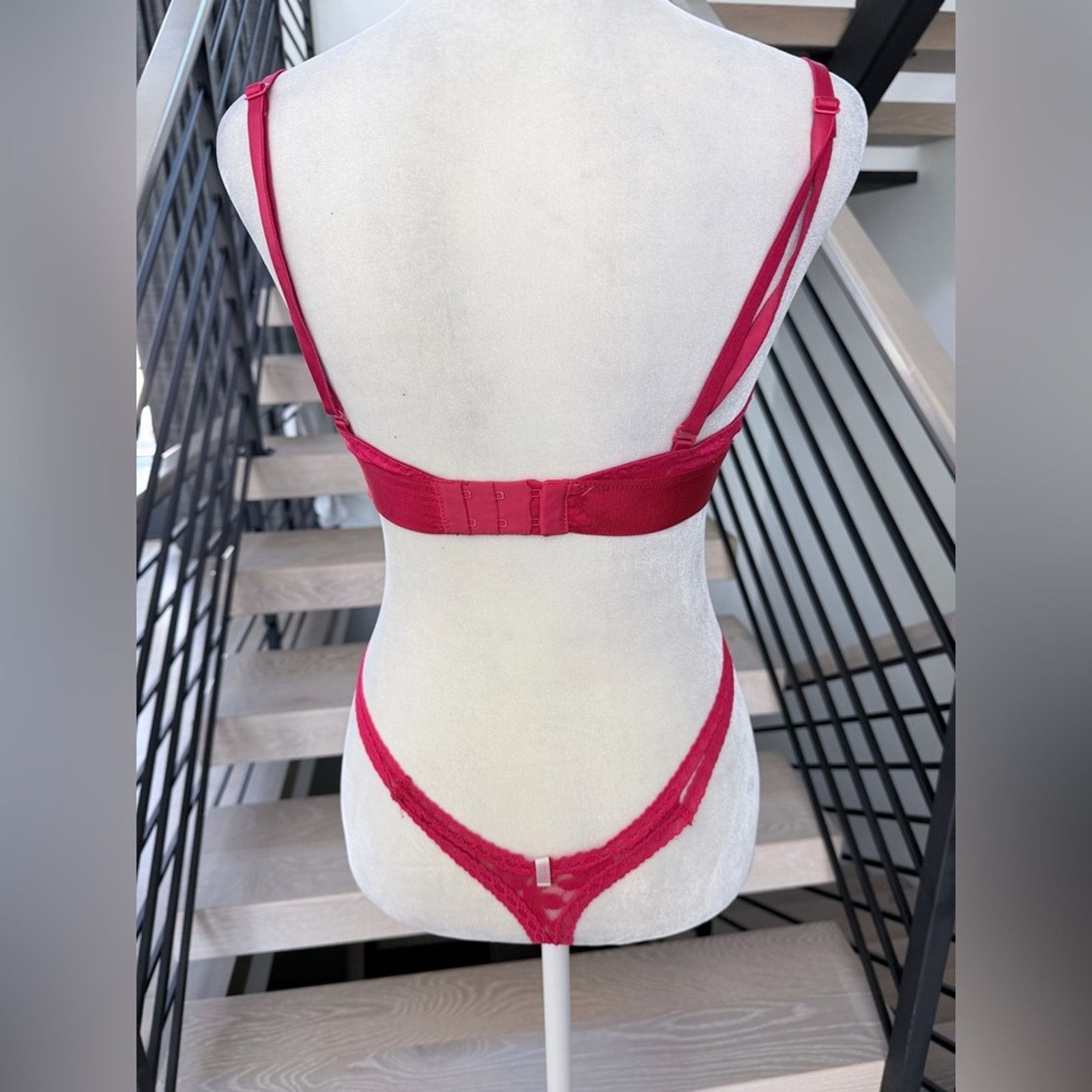 Other Hot Red Lace Bralette & Panties Set. Bra size M panties S Size ONE SIZE - 3 Thumbnail