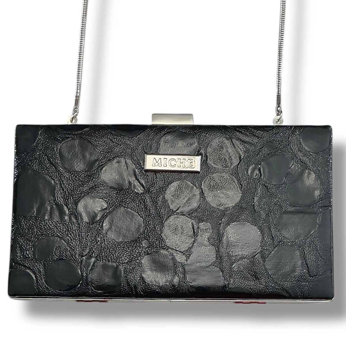Other Miche Black Textured Clutch with Silver Chain Size ONE SIZE - 3 Thumbnail