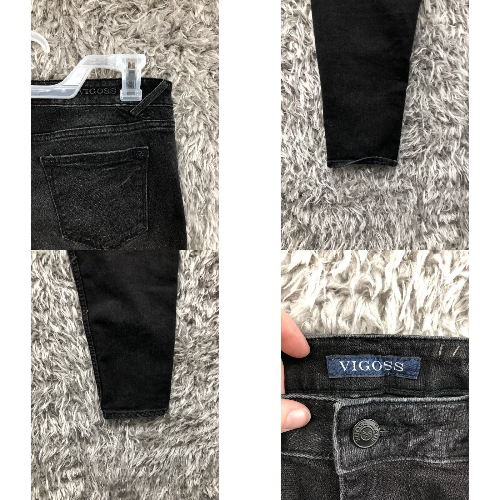 Vintage VIGOSS Jeans Skinny Biker Mens 30x28 Dark Black Denim Mid Rise 5-Pocket Style Comfort Pockets Mens Biker Theme 90s? Size US 30 / EU 46 - 8 Thumbnail
