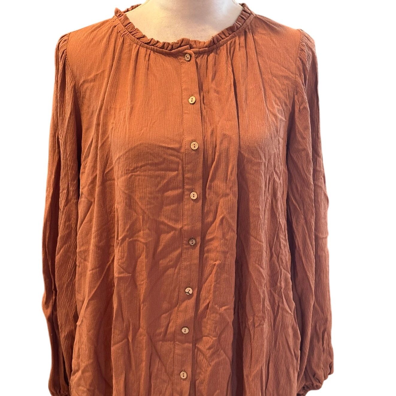 Other Wishlist Women's Brown Button Down Shirt Dress Pockets M/L Size L / US 10 / IT 46 - 2 Thumbnail