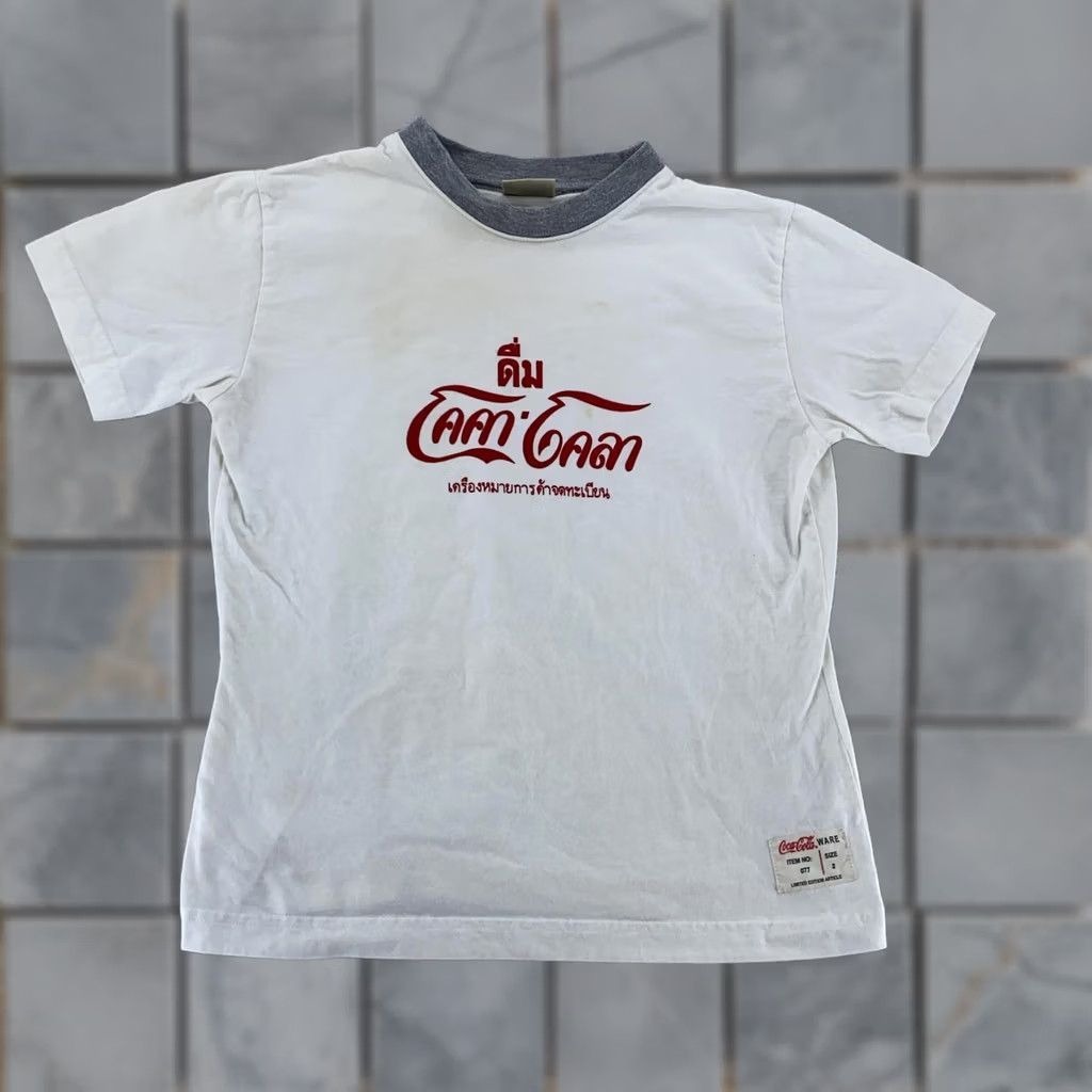 Vintage VINTAGE Coca-Cola Thailand T-Shirt XS White Men Short Sleeve Crew Neck Graphic Print Limited Edition Crop Fit Retro Logo 90s Mens Size US XS / EU 42 / 0 - 1 Thumbnail