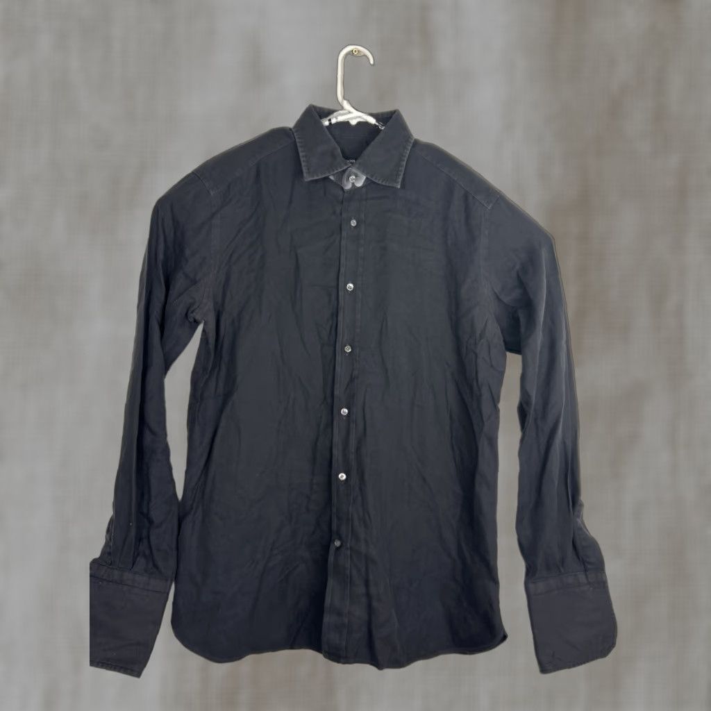 Hugo Boss HUGO BOSS Mens Shirt Dress Button-Down Long Sleeve Black 16.5 42 16.5 31.5” 29” Geometric Selection Mens, Shirt, Black, Button-Down, Long Sleeve Size 46R - 1 Thumbnail