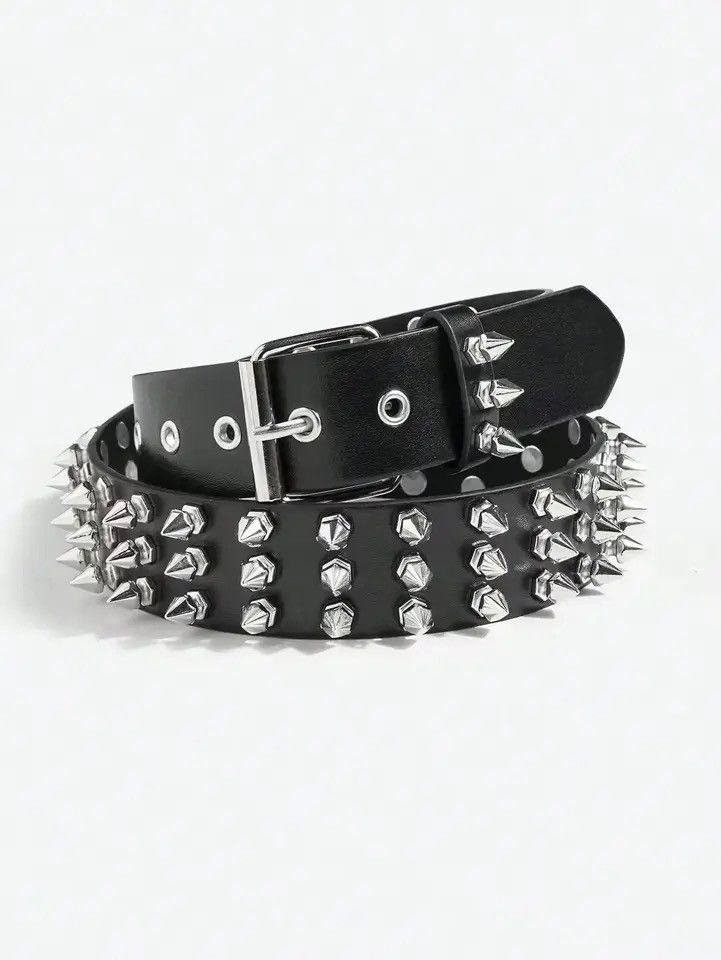 Other Rivets Decorated Heavy Metal Dark Belt Size ONE SIZE - 1 Thumbnail