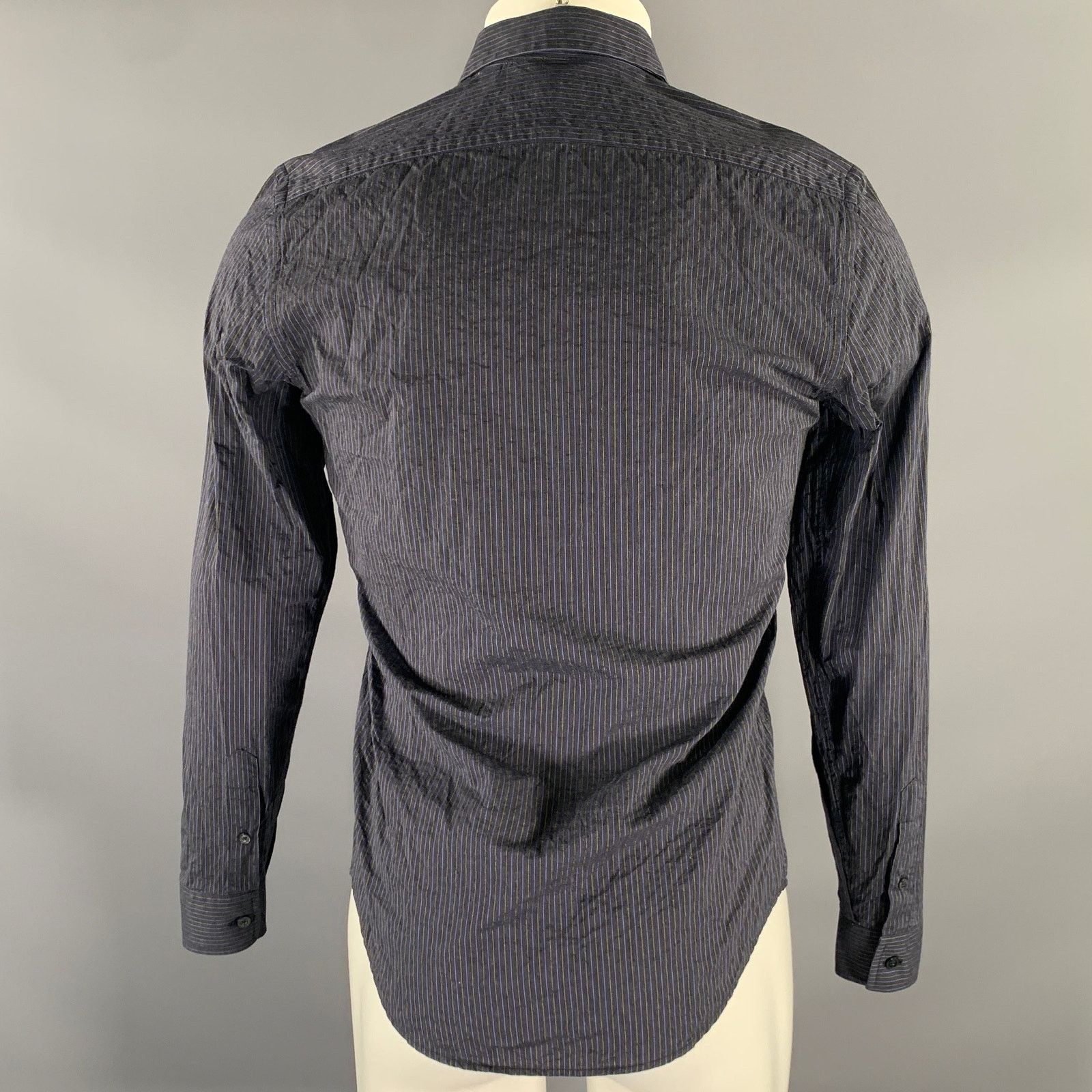 Burberry BURBERRY Size S Navy Grey Pinstripe Cotton Long Sleeve Shirt Size US S / EU 44-46 / 1 - 4 Thumbnail