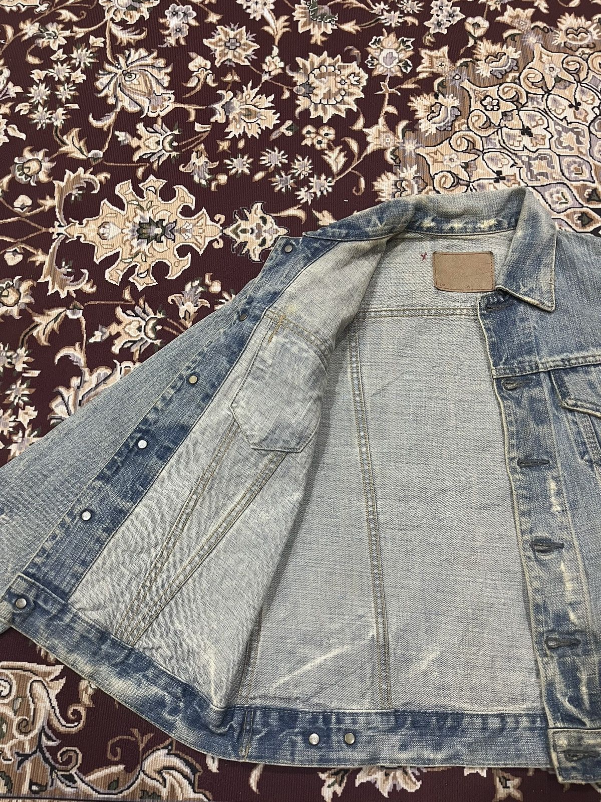 OMNIGOD Vintage Domingo Omnigod Distressed Stain Denim Jacket Size XS / US 0-2 / IT 36-38 - 10 Thumbnail