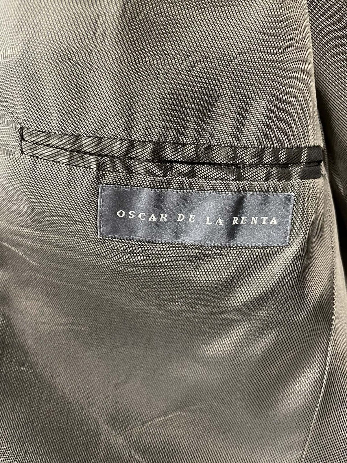 Oscar De La Renta Oscar de la Renta Herringbone Wool Blazer 44L Colombia Size 44L - 2 Thumbnail