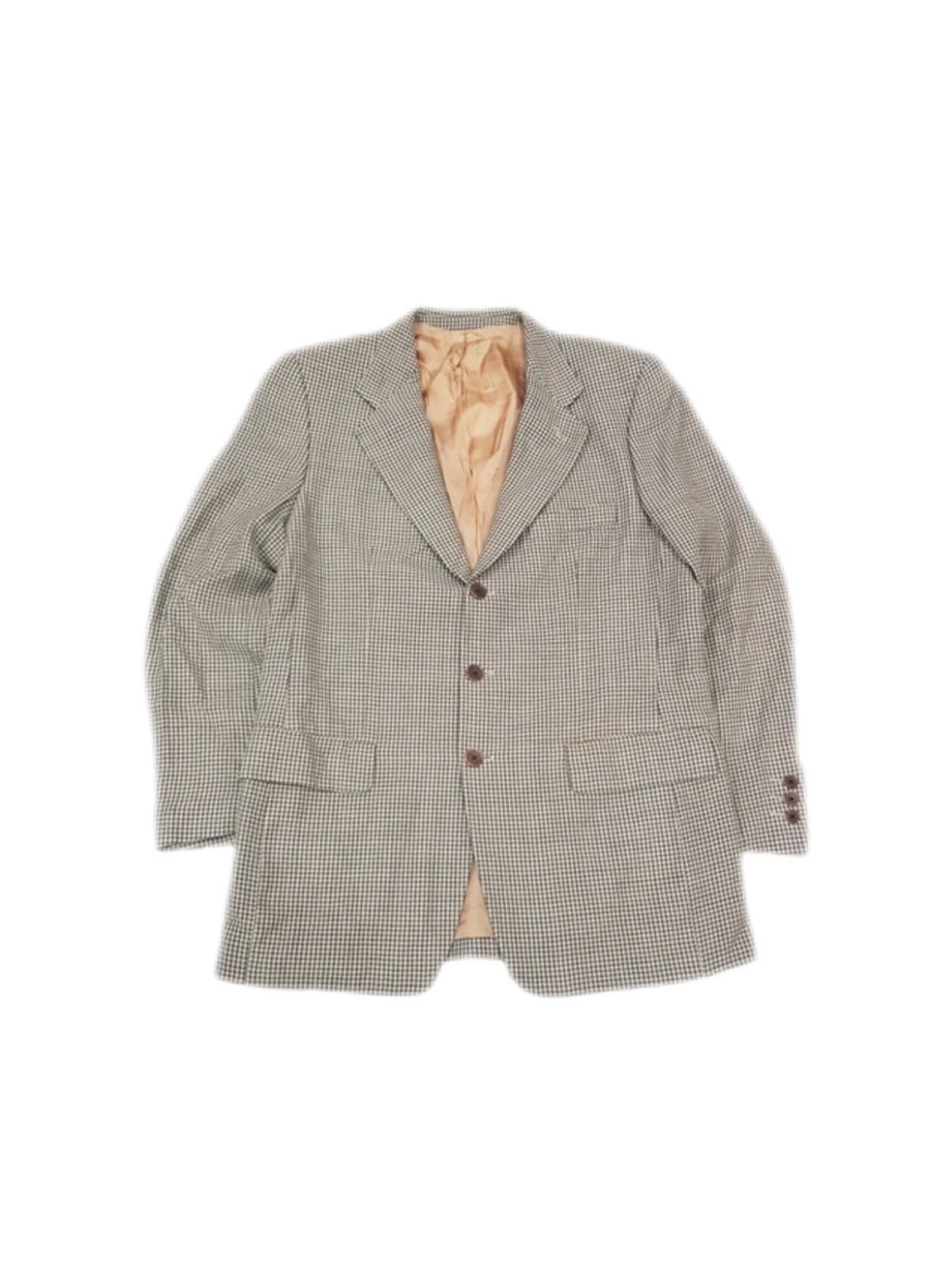 Designer × Vintage 90s Vintage Beige/black checked double lined Blazer jacket Size US S / EU 44-46 / 1 - 1 Thumbnail