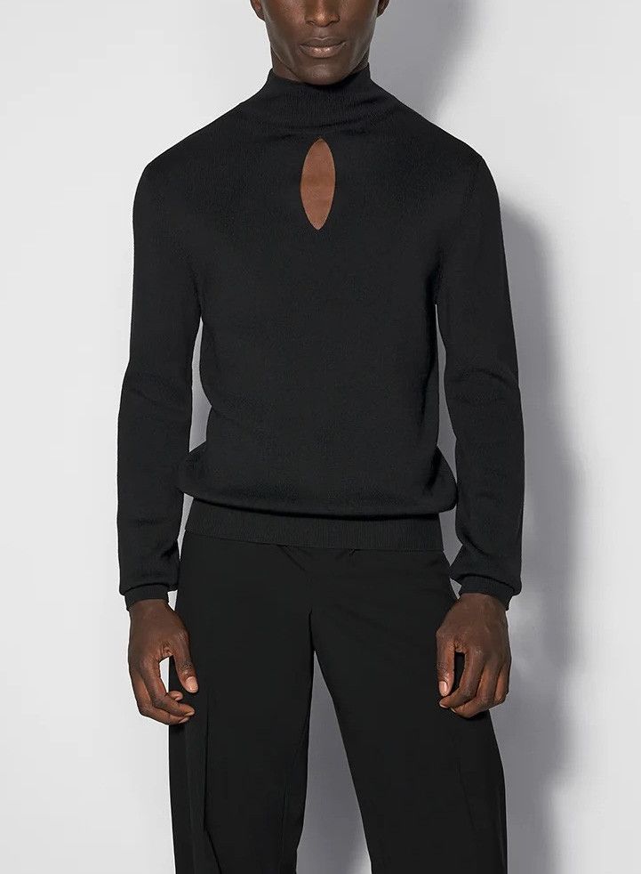 Mugler Mugler mens black cutout knit sweater Size US S / EU 44-46 / 1 - 1 Thumbnail