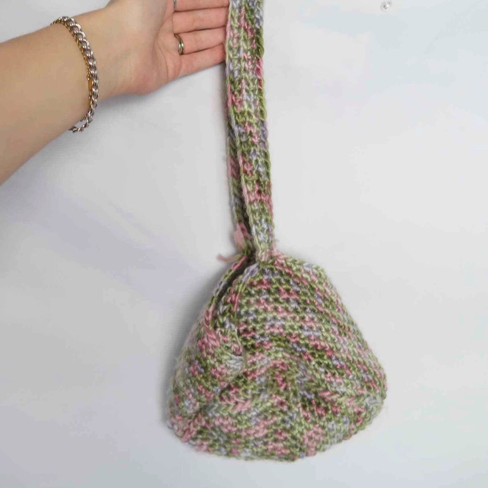 Pinko VINTAGE Handbag Purse Small Crochet Knit Green Pink Womens Women 10" x 7" Handheld Pouch Accessories Size ONE SIZE - 2 Thumbnail