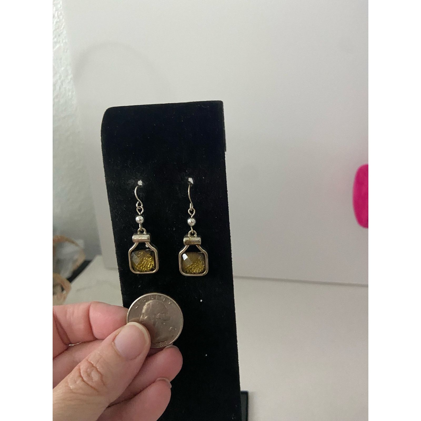 Other Bronze Tone Faux Gemstone Drop Earrings Size ONE SIZE - 3 Thumbnail