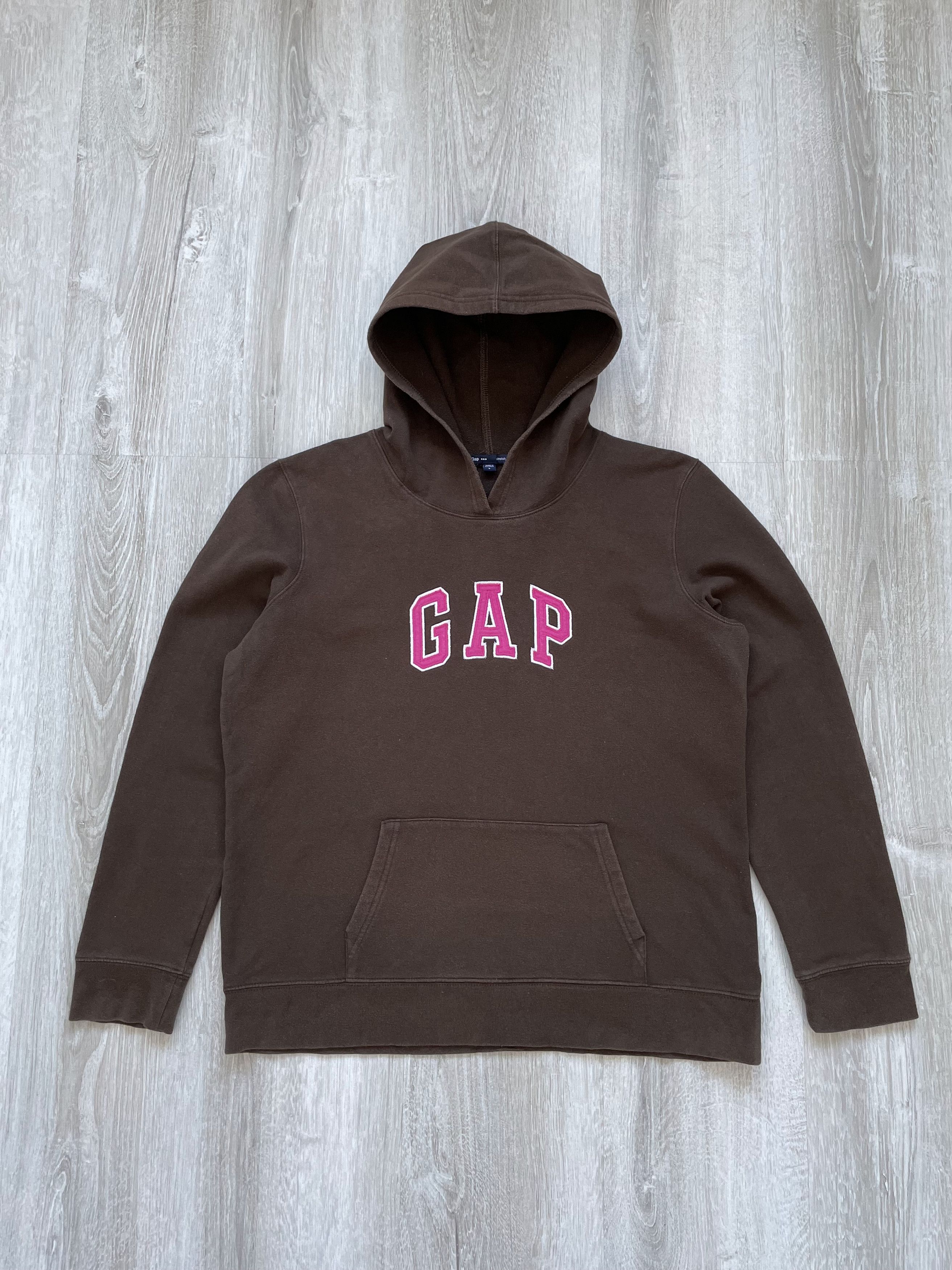 Gap Vintage GAP Women's Brown Hype Hoodie Embroidered Logo Size L / US 10 / IT 46 - 1 Thumbnail