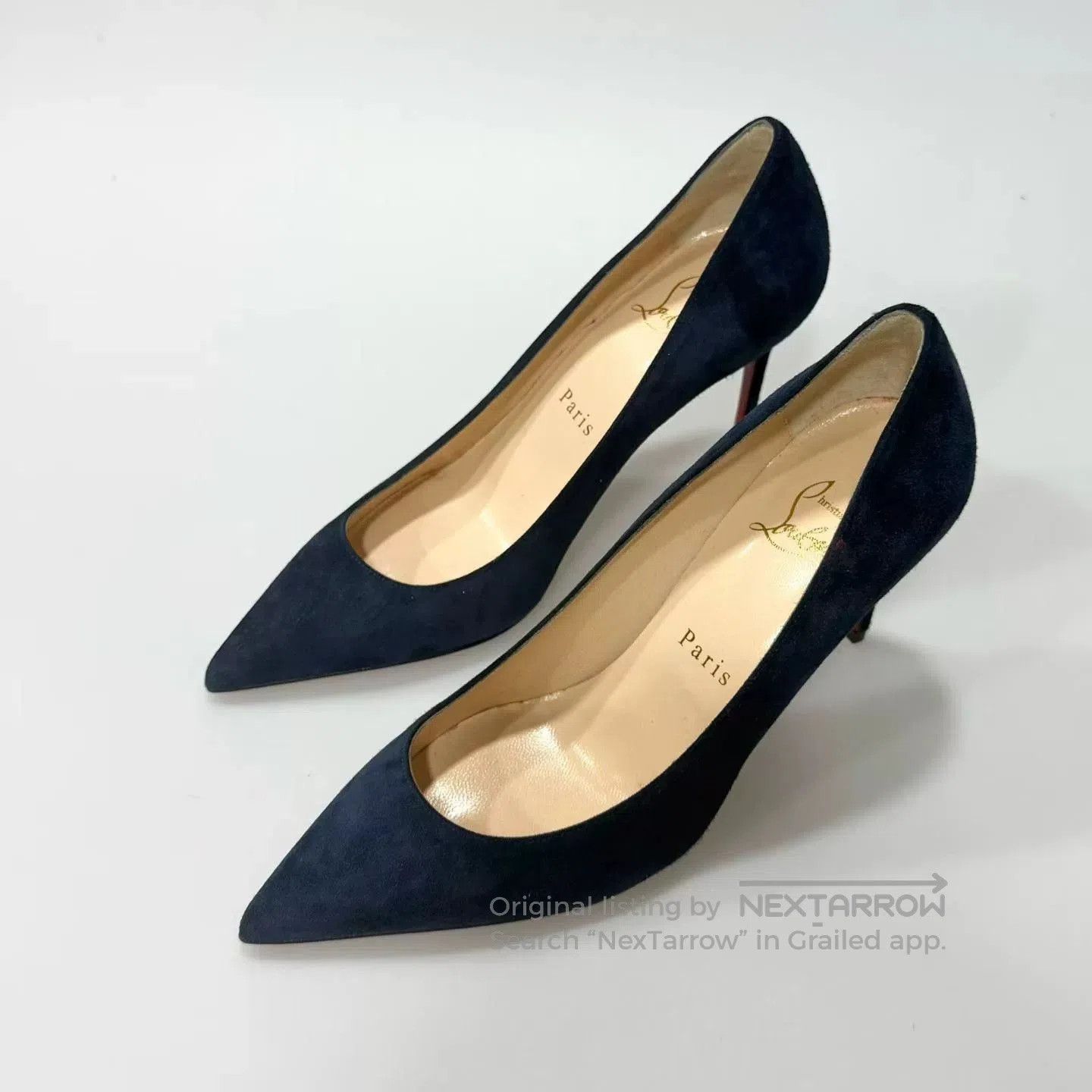 Christian Louboutin Christian Louboutin Blue Suede Heels. Size US 4.5 / IT 34.5 - 1 Thumbnail