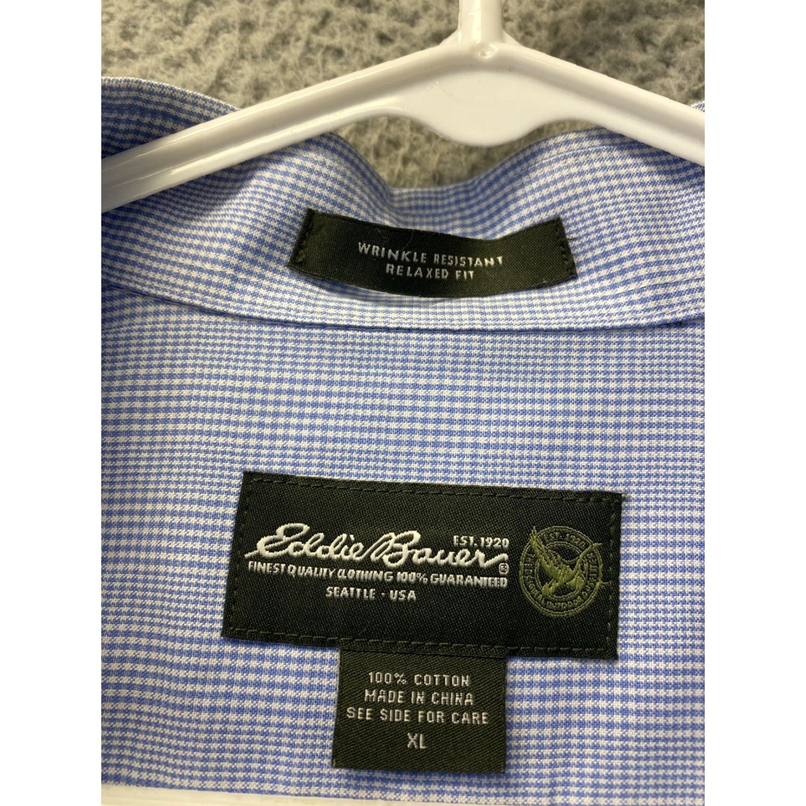 Eddie Bauer Eddie Bauer Shirt Long Sleeve Button-Down Plaid XL Mens Light Blue Cotton Wrinkle Resistant Size US XL / EU 56 / 4 - 4 Thumbnail