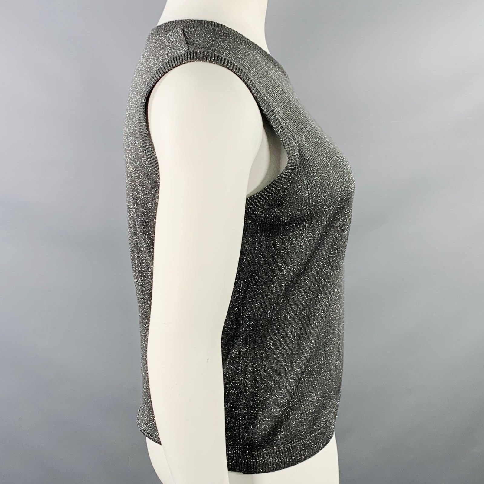 Adrianna Papell ADRIANNA PAPELL L Silver Grey Silk Blend 2 PC Cardigan Set Size L / US 10 / IT 46 - 5 Thumbnail