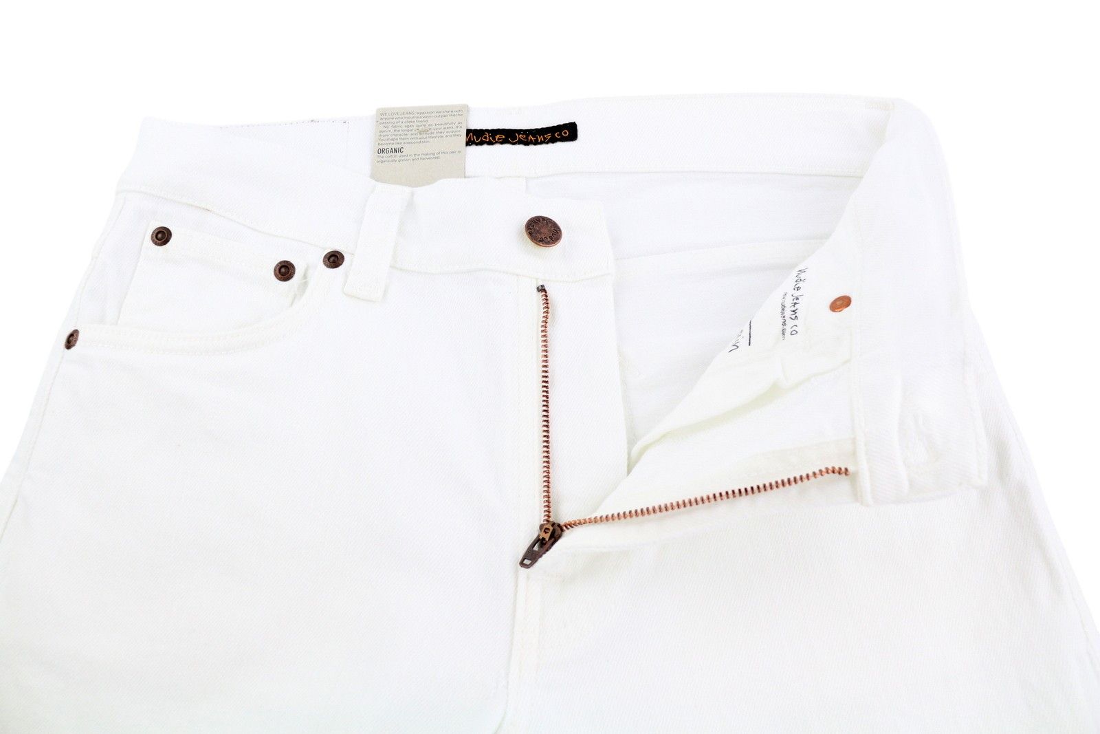 Nudie Jeans LEAN DEAN W28 Denim White Zip Cotton Turn Up Shorts 83840 Size US 28 / EU 44 - 3 Thumbnail