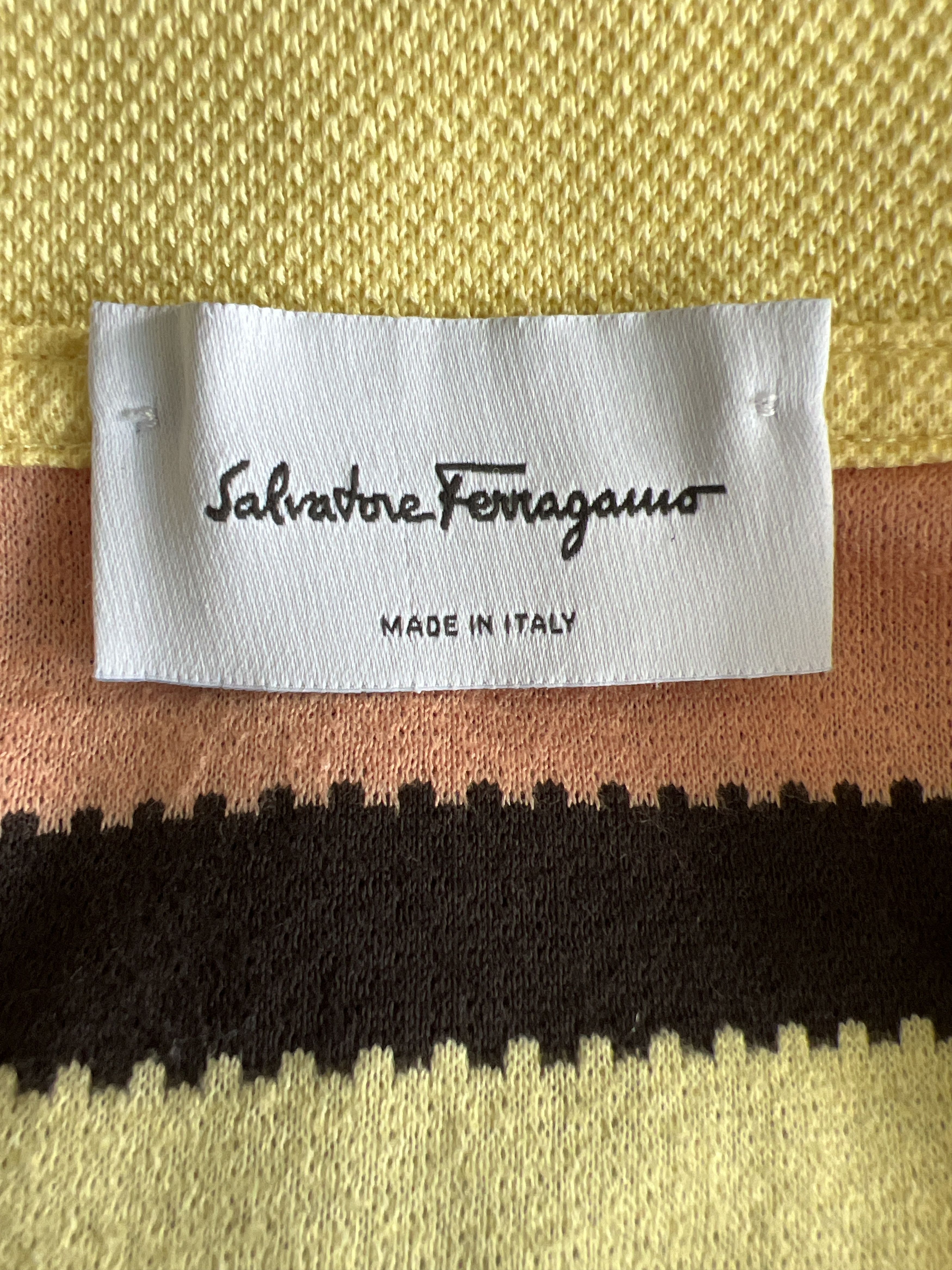 Salvatore Ferragamo striped short-sleeve polo shirt (black/orange/yellow) Size US M / EU 48-50 / 2 - 9 Thumbnail