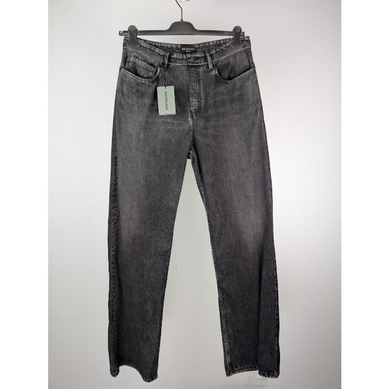 Balenciaga o1rshd1 Trompe L'oeil Fleece Denim Pants in Black Size US 30 / EU 46 - 1 Thumbnail