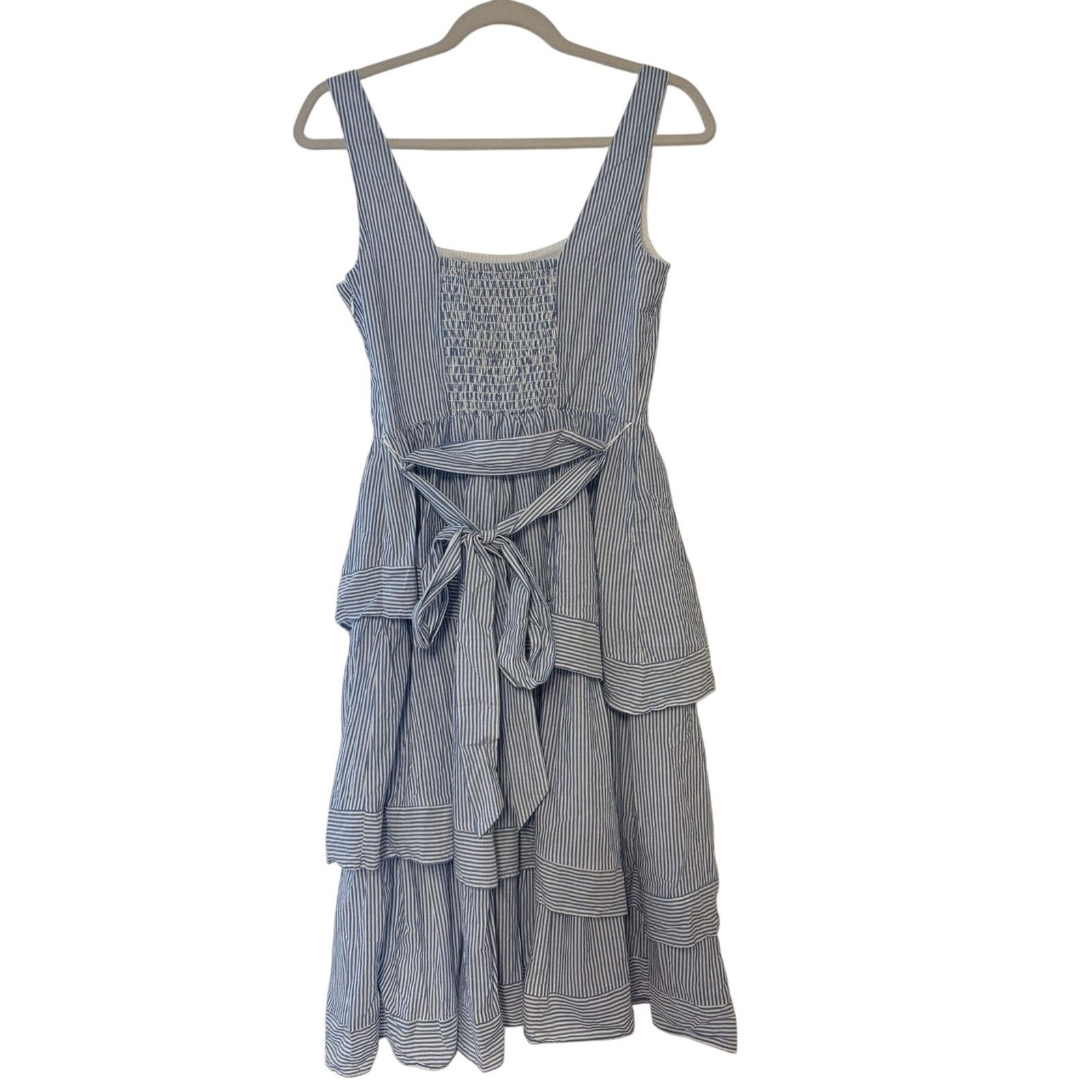J.Crew NWT J.Crew Striped Sleeveless Belted Tiered Dress Blue 2 Size XS / US 0-2 / IT 36-38 - 9 Thumbnail