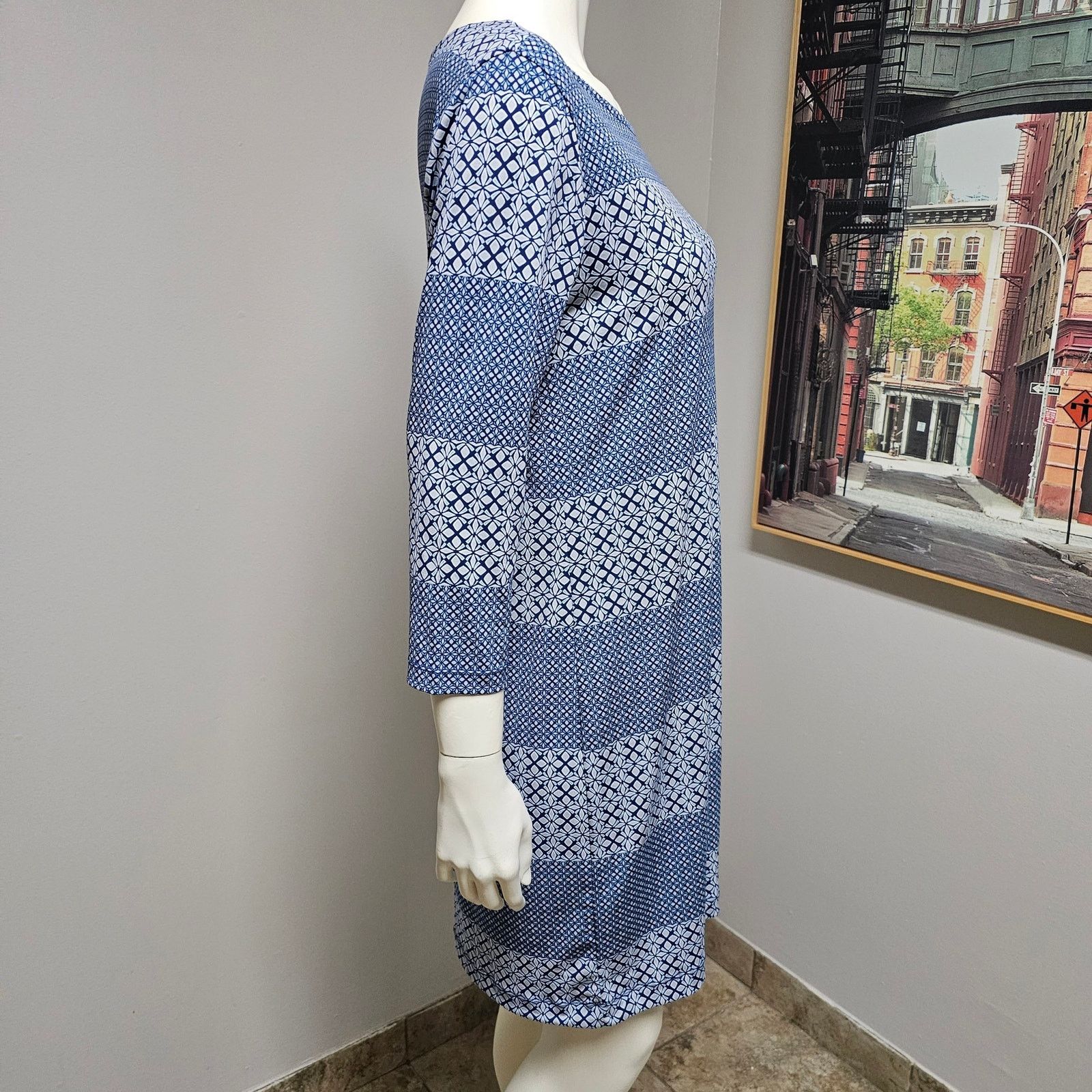 Banana Republic Banana Republic Shift Dress Blue Stripe 3/4 sleeves sz Small Size S / US 4 / IT 40 - 4 Thumbnail