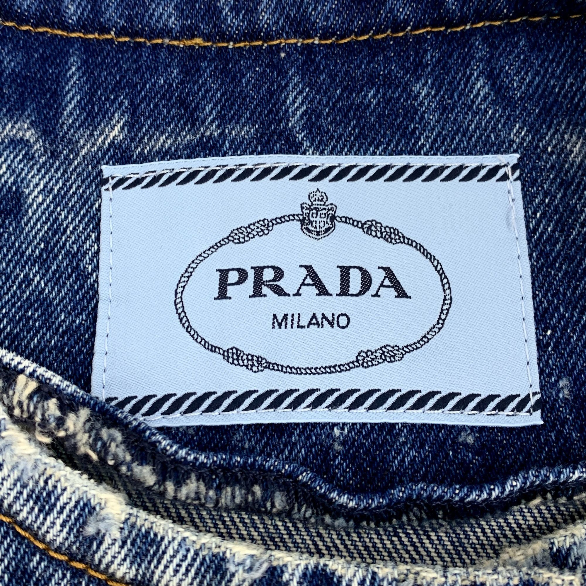 Prada PRADA Milano Cropped Denim Jacket With Triangle Logo & Silve Size XS / US 0-2 / IT 36-38 - 2 Thumbnail