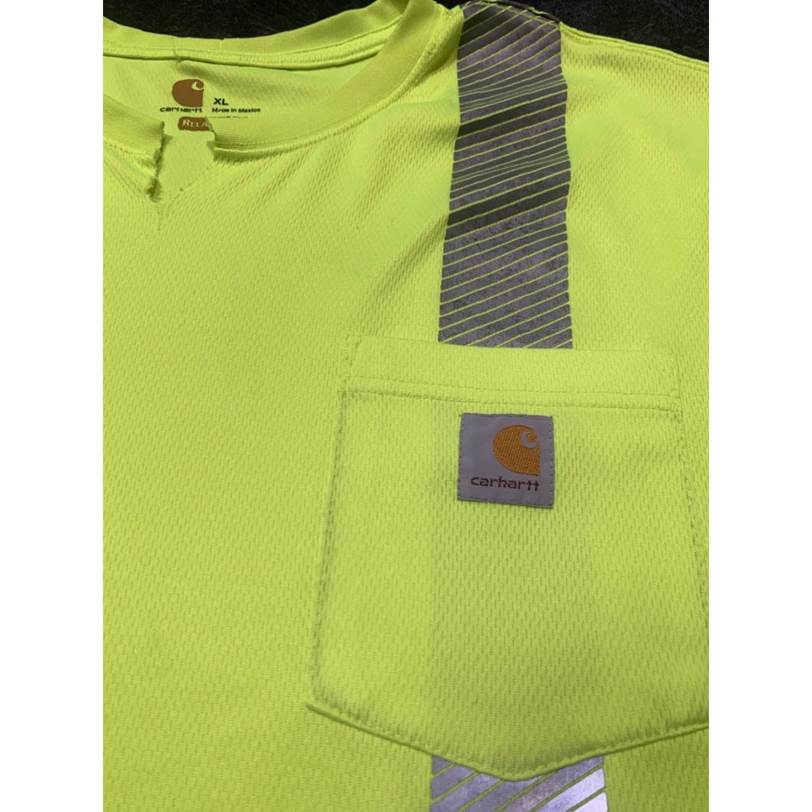 Carhartt VINTAGE Carhartt Mens XL T-Shirt Short Sleeve Crew Neck Emergency Reflective Work Shirt Yellow Size US XL / EU 56 / 4 - 5 Thumbnail