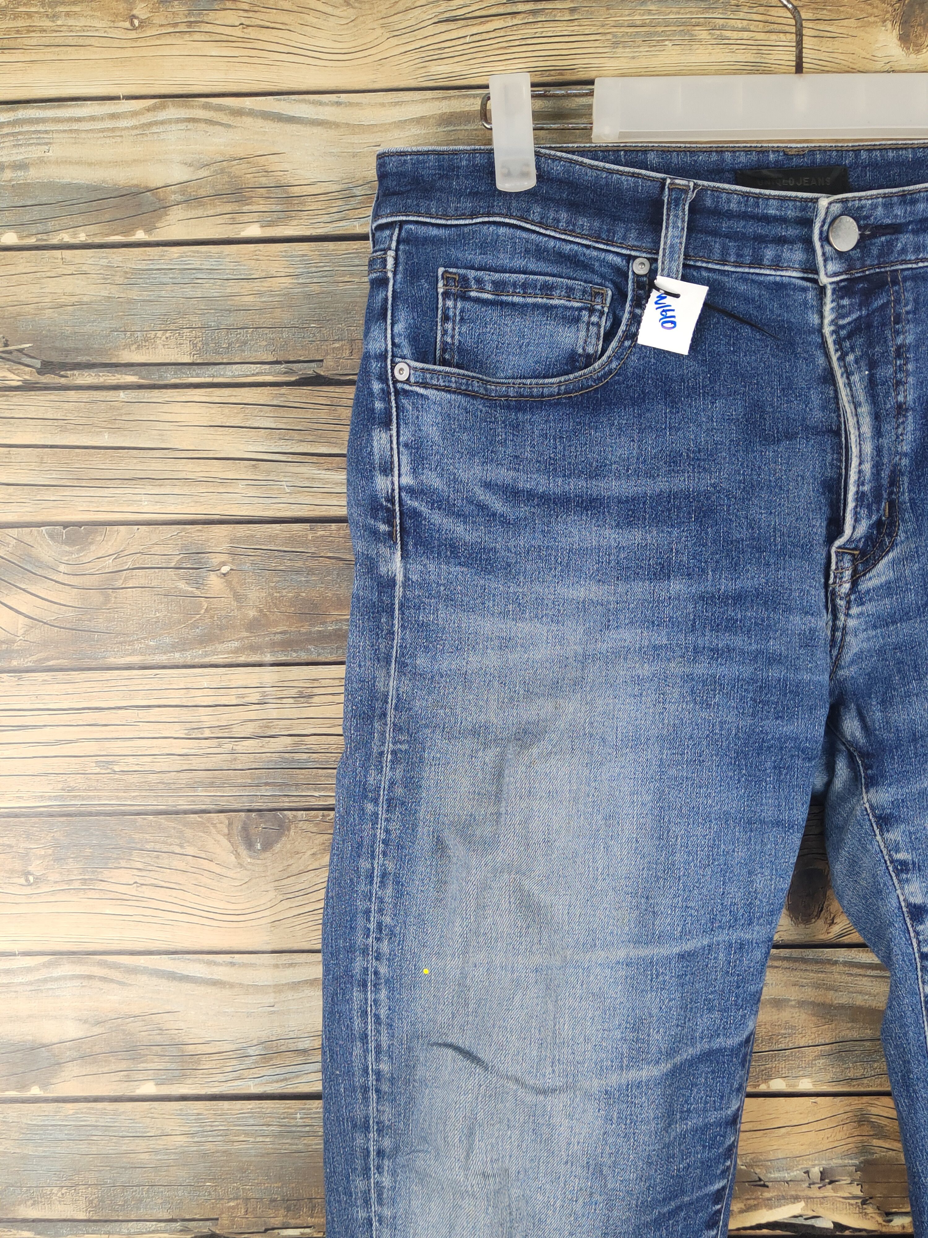 Japanese Brand Uniqlo Dark Blue Distressed Ripped Skinny Jeans #W1610 Size US 34 / EU 50 - 3 Thumbnail
