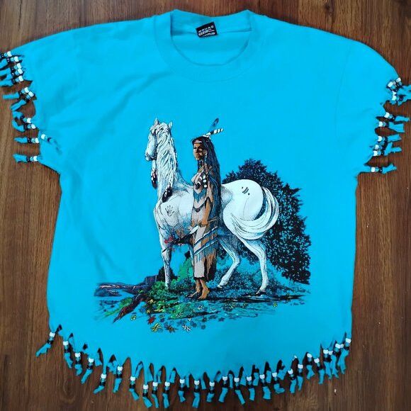 Other DS Vintage Native American Horse T-Shirt Crop Top Size US L / EU 52-54 / 3 - 1 Thumbnail