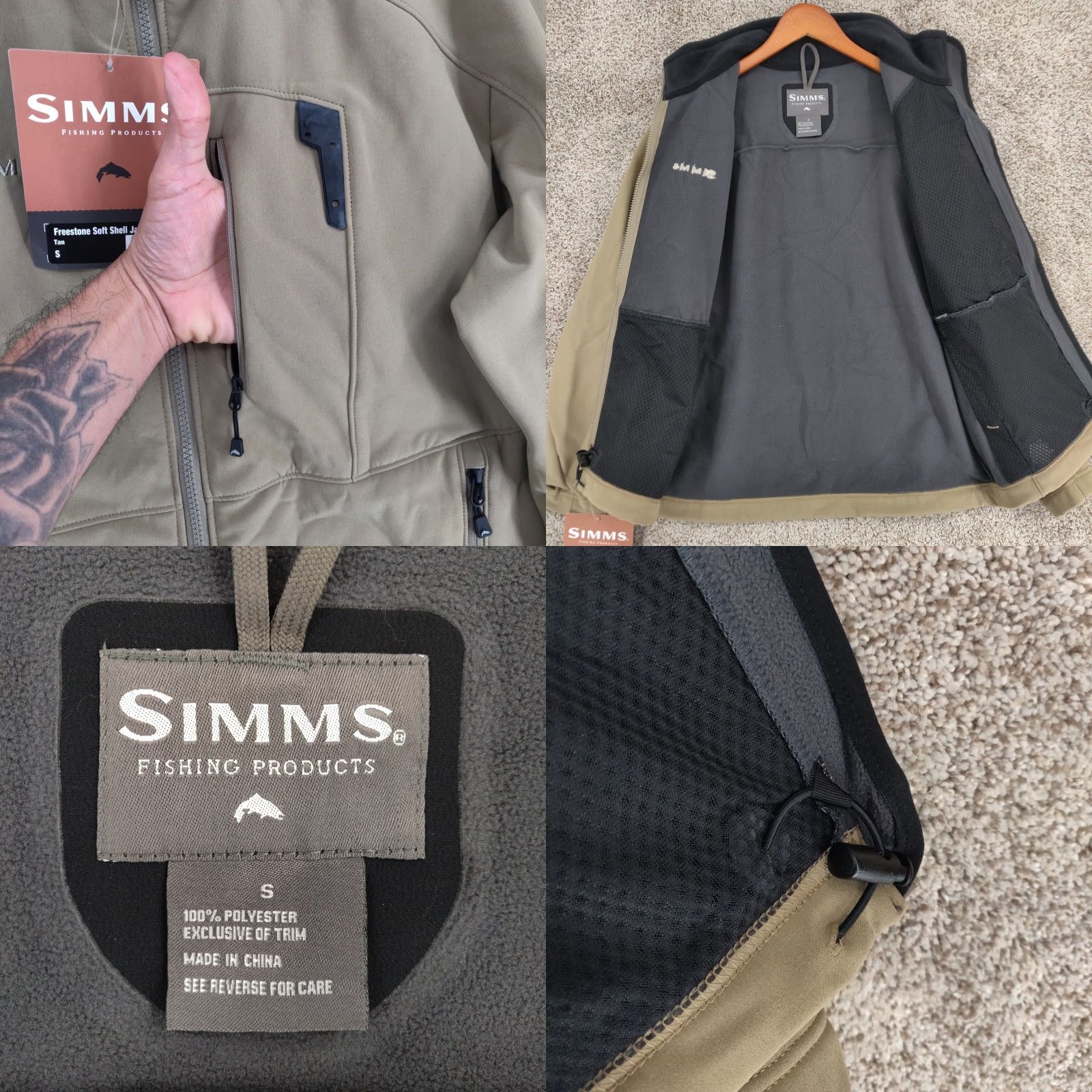 Vintage Simms Freestone Soft Shell Jacket Mens Small Brown Full Zip Windbreaker Size US S / EU 44-46 / 1 - 8 Thumbnail