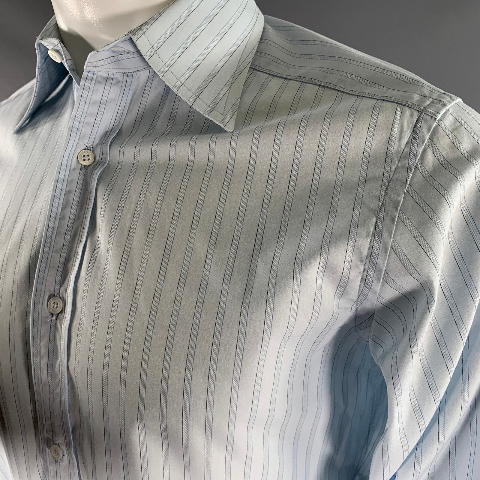 Gucci GUCCI Size S Blue Stripe Cotton Button Up Long Sleeve Shirt Size US S / EU 44-46 / 1 - 2 Thumbnail