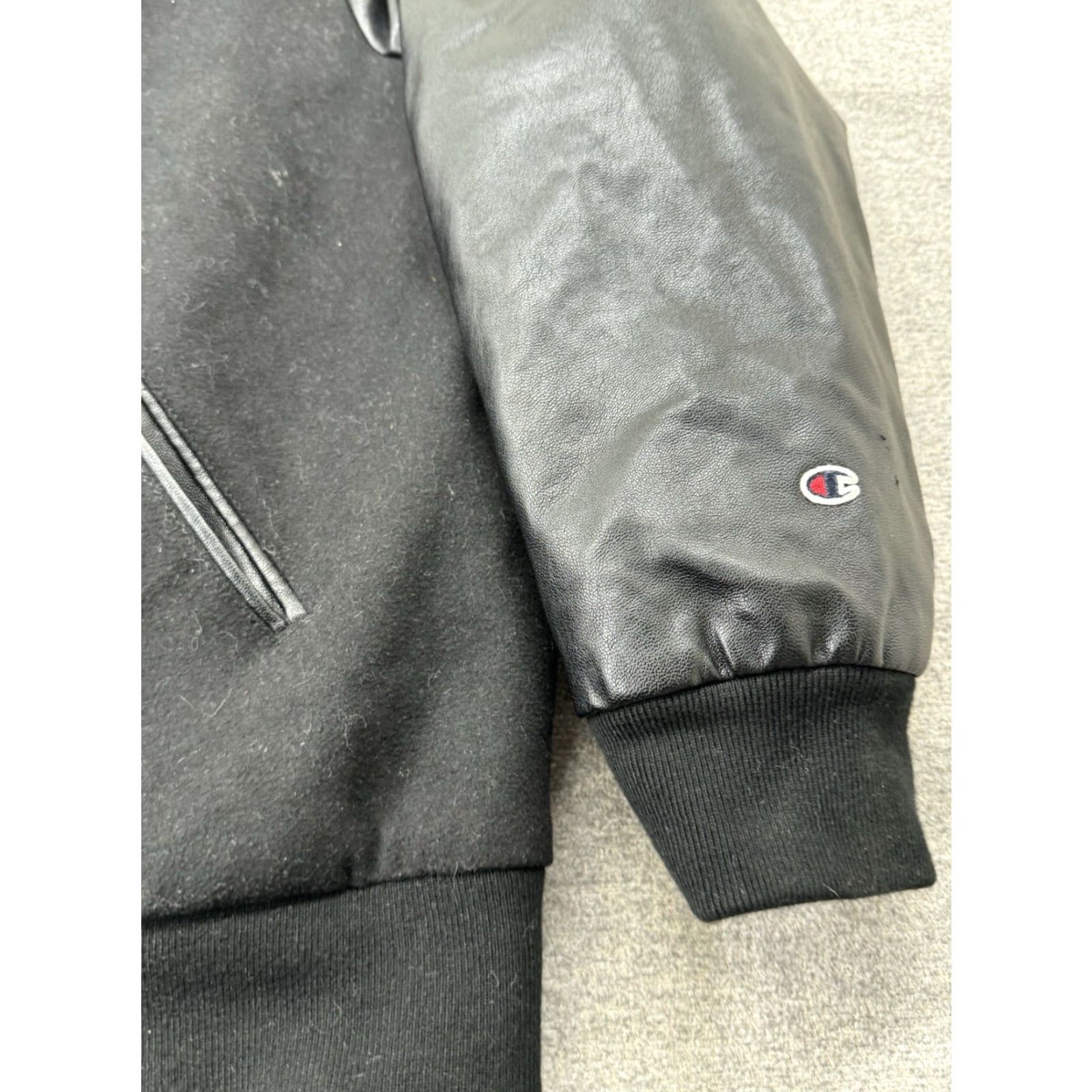 Champion VINTAGE Champion Wool Leather Jacket Black Men’s Large Quilt Lined Full Zip Jacket Size US L / EU 52-54 / 3 - 5 Thumbnail