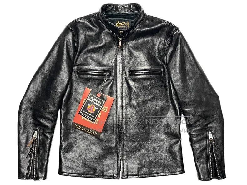 The Real McCoys Straight stand-up collar jacket horse skin