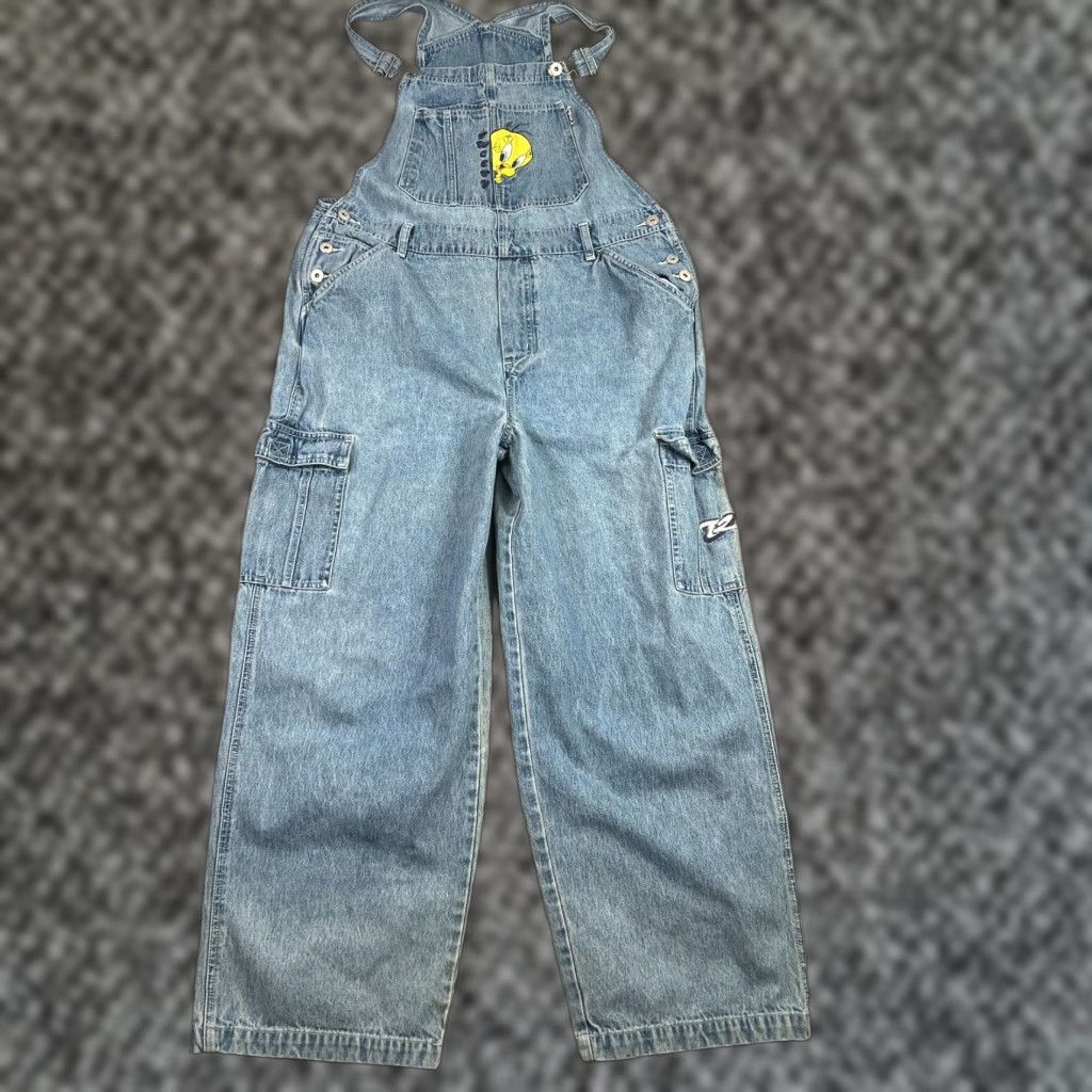 Vintage VINTAGE 90s Looney Tunes Womens Large Tweety Bird Denim Overalls Carpenter Style Fall Spring Summer Winter Size 36" / US 14 / IT 50 - 1 Thumbnail