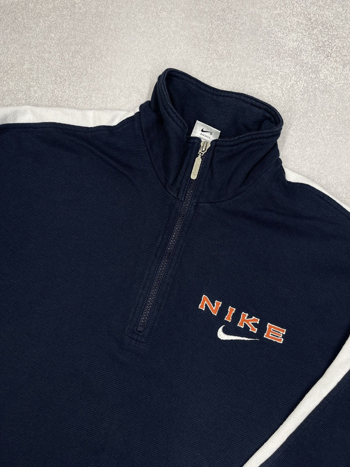 Vintage Nike 1/4 Half Zip Sweatshirt Navy Double Logo Y2K