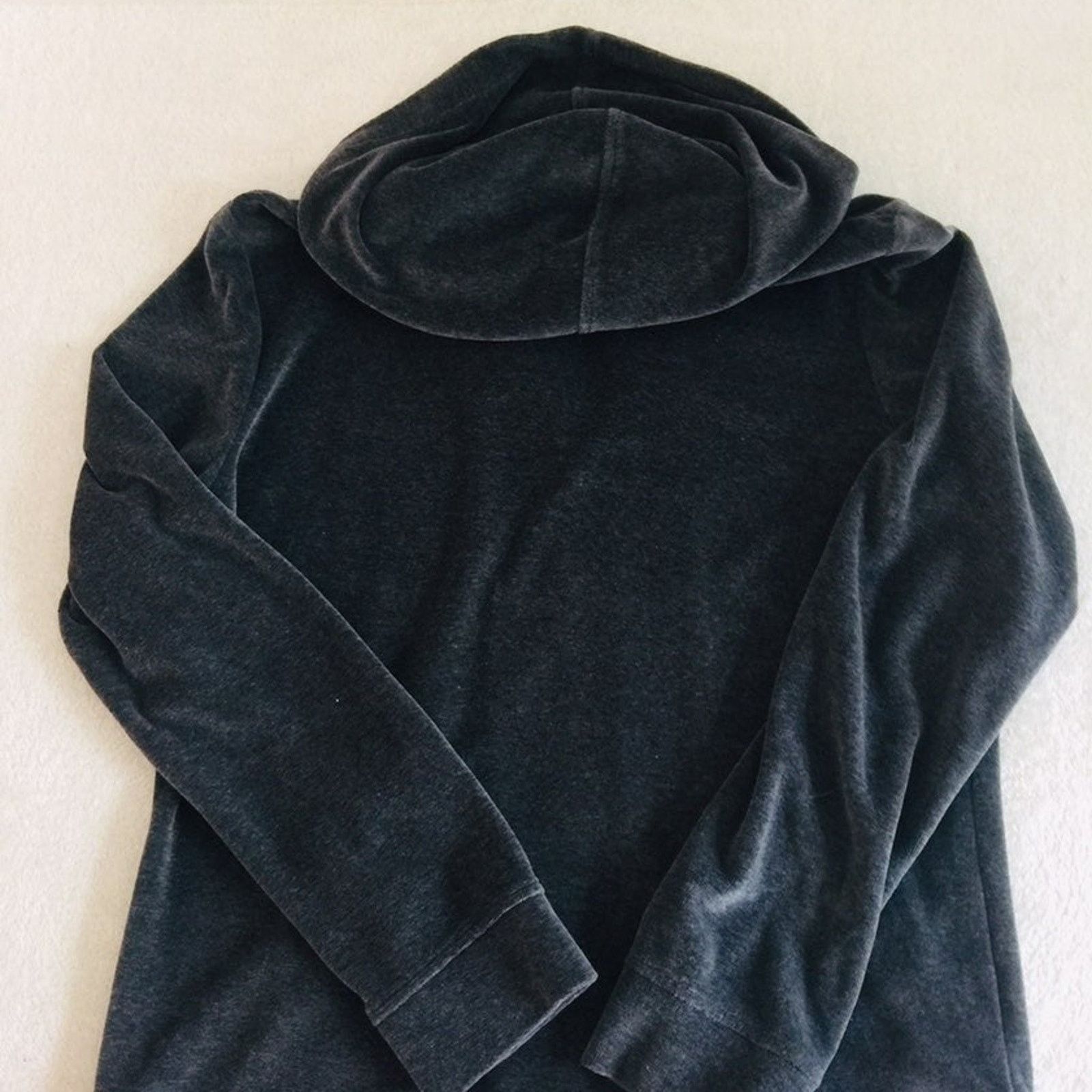 Lord & Taylor Lord and Taylor Hooded jacket Gray Velvet Zip Front Womens L Size M / US 6-8 / IT 42-44 - 4 Thumbnail