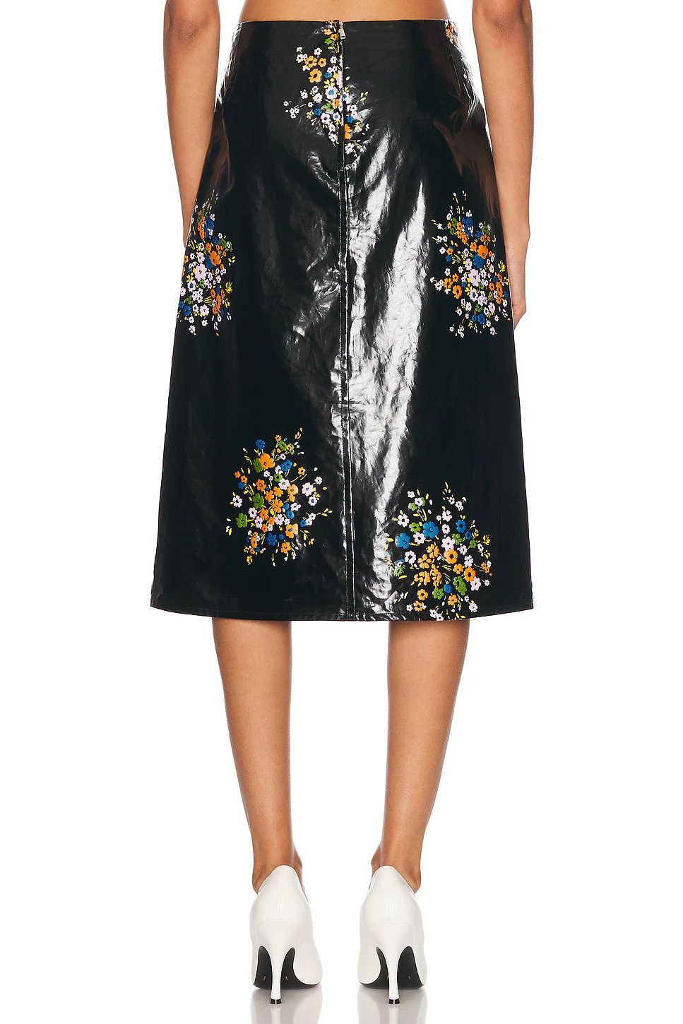 Jil Sander o1loc1c0426 Patent Linen Printed Skirt in Black Size 26" / US 2 / IT 38 - 4 Thumbnail