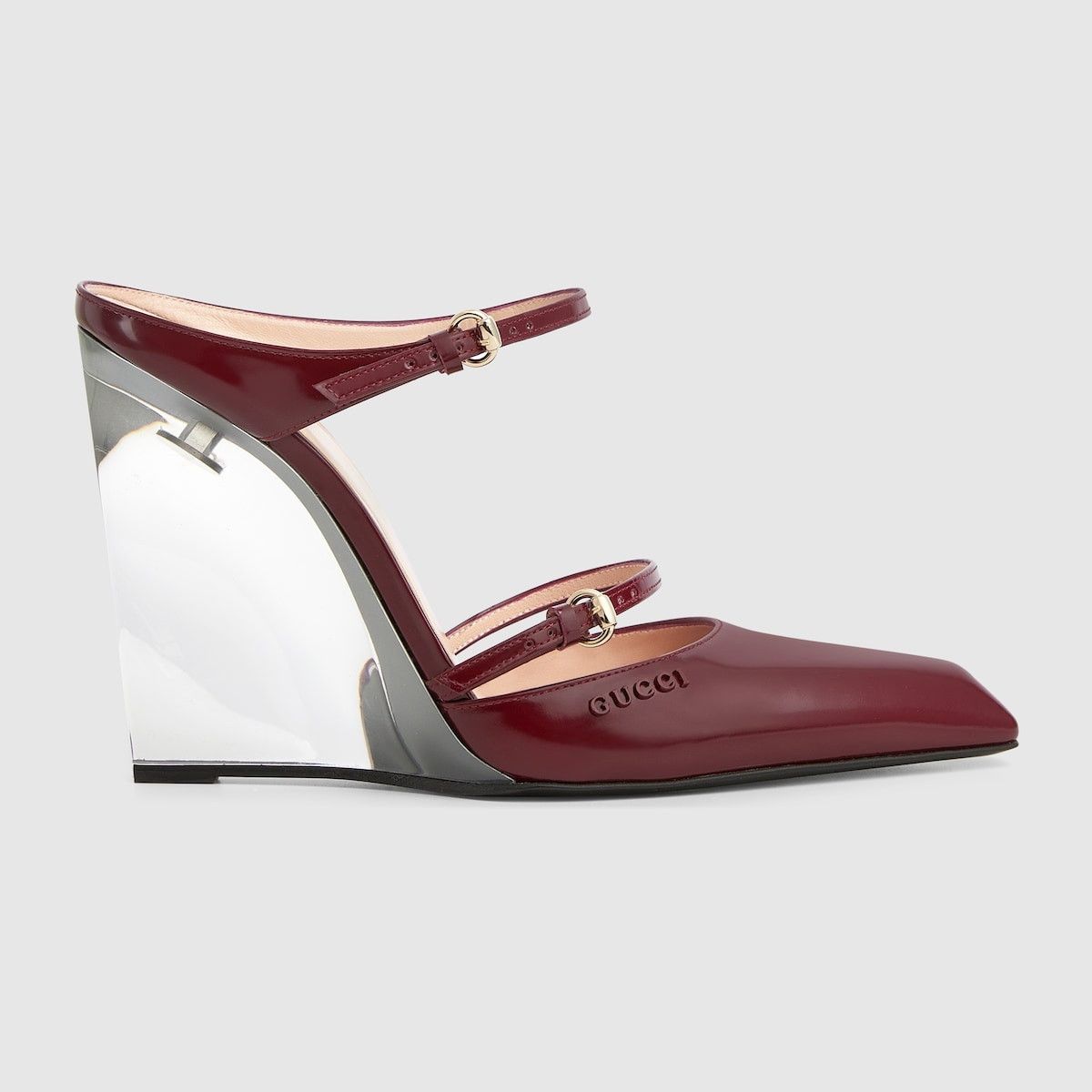 Gucci oc11z1025 Women's Wedge Mules in Ancora Red Size US 7 / IT 37 - 1 Thumbnail