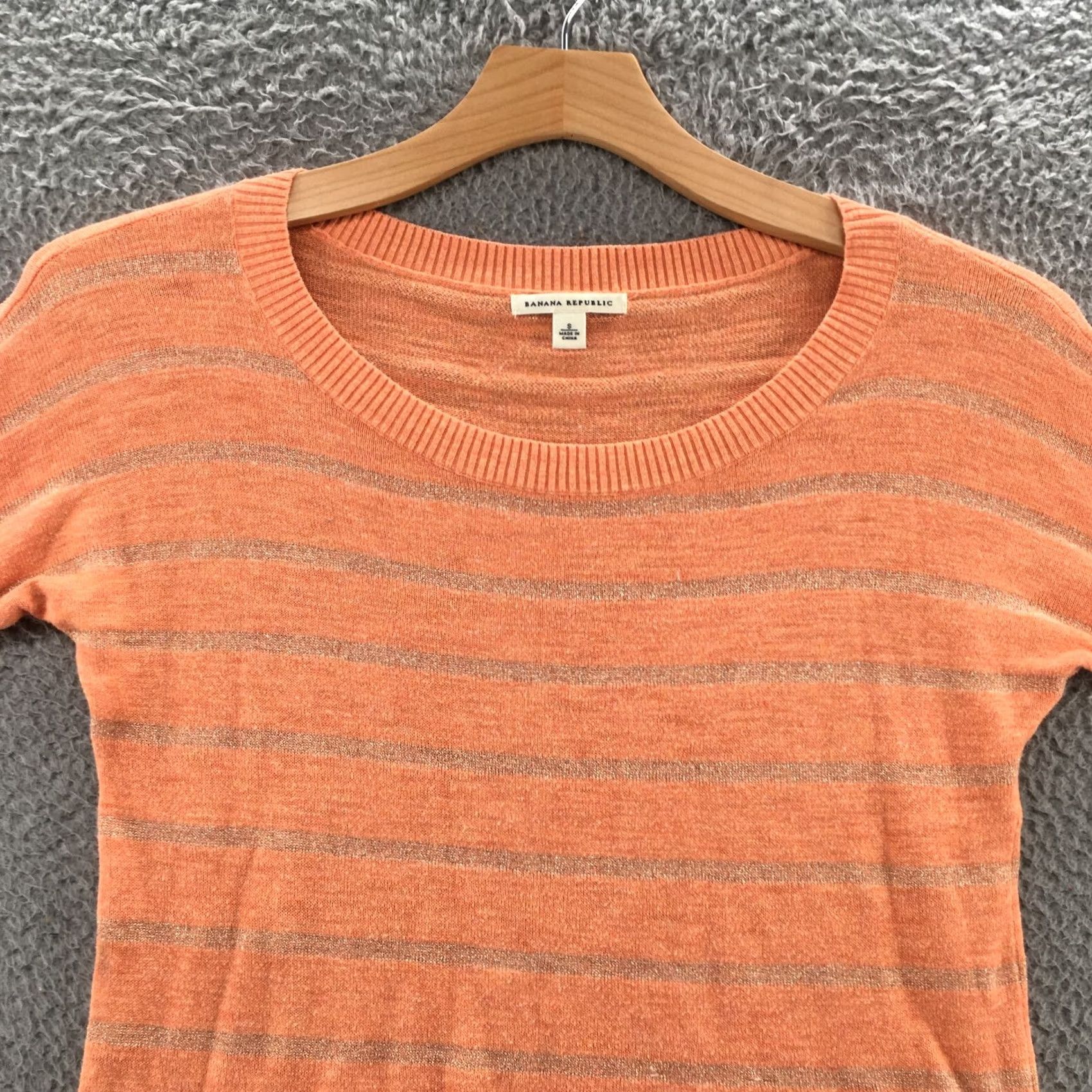 Banana Republic Banana Republic Sweater Womens S Orange Cotton Blend Knit Short Sleeve Crew Neck Pullover Classic Casual Womens Size S / US 4 / IT 40 - 2 Thumbnail