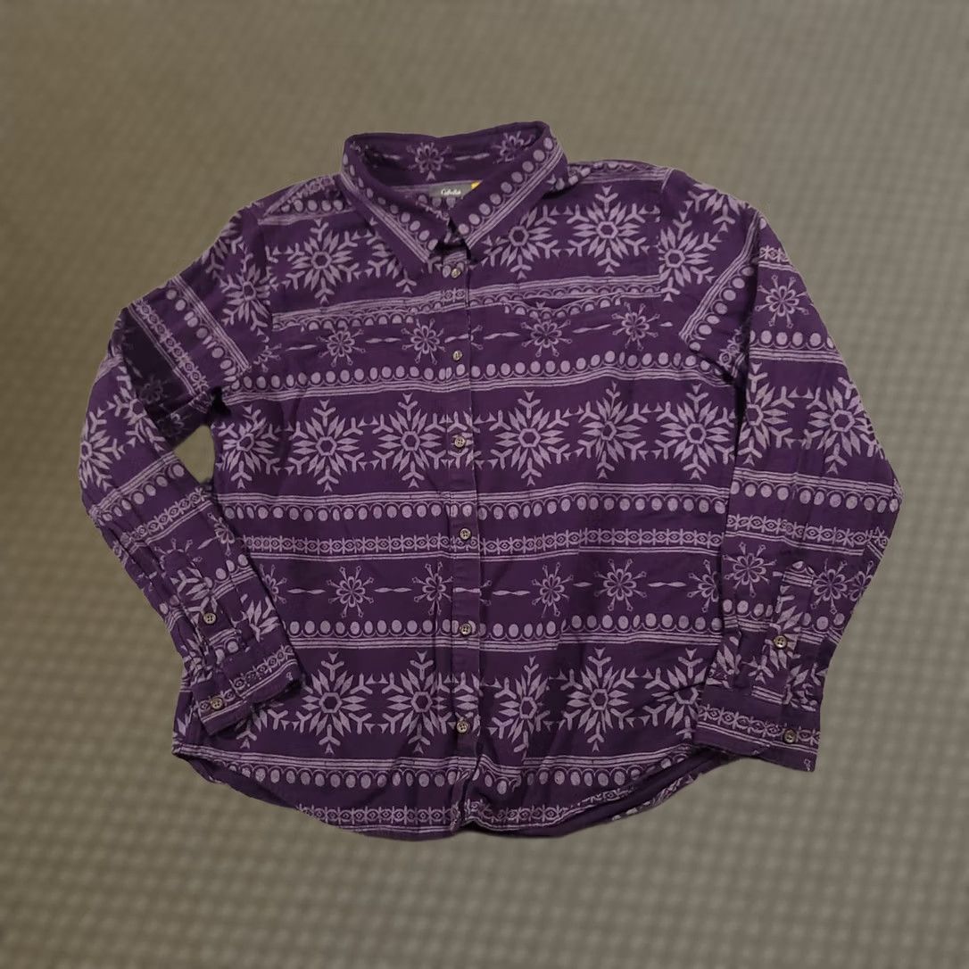 Vintage Cabela's Shirt Mens L Purple Snowflake Fleece Button-Up Winter Pattern Outdoors Size US L / EU 52-54 / 3 - 1 Thumbnail