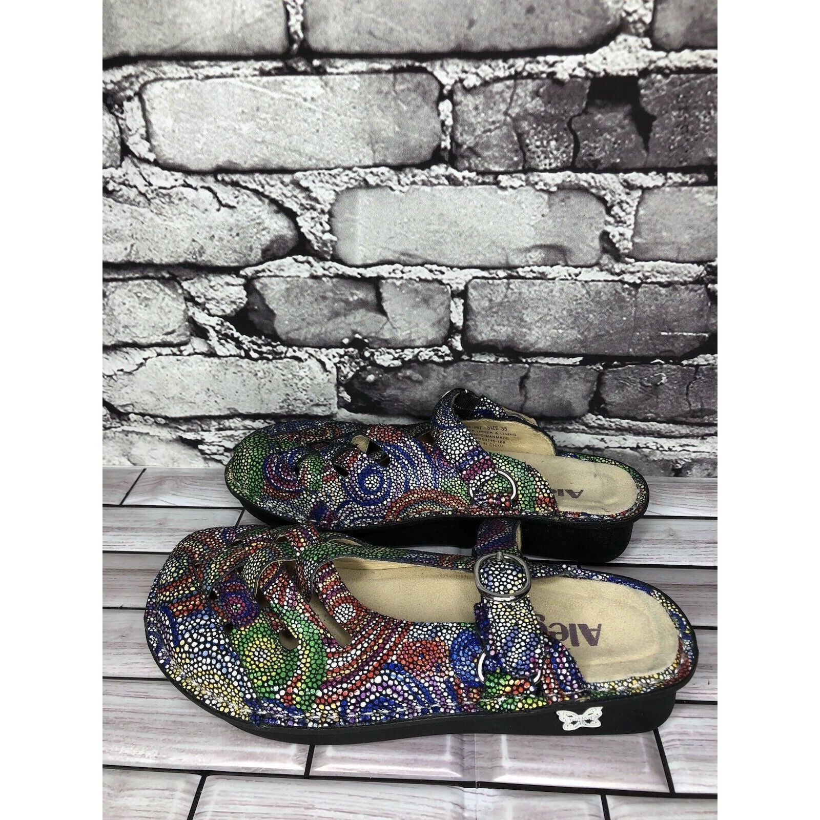 Other Alegria Fre-387 Rainbow Color Mosaic Leather Strap Clogs Sho Size US 5 / IT 35 - 11 Thumbnail