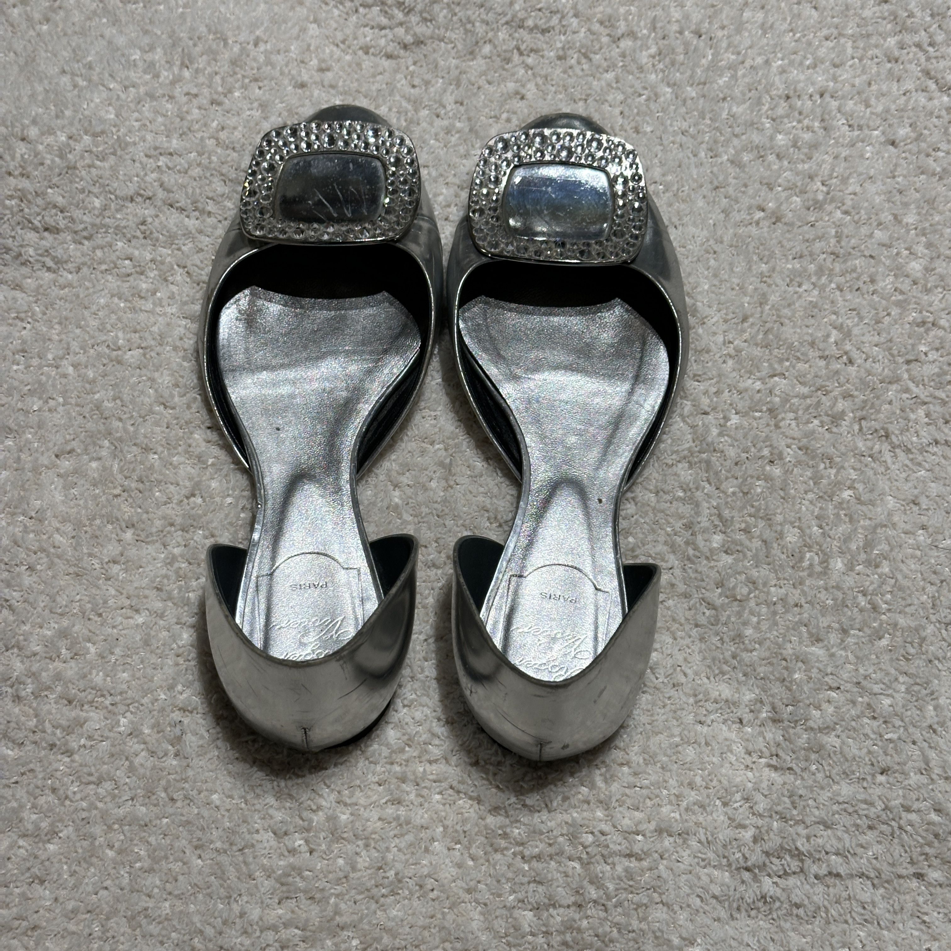 Roger Vivier Roger Vivier Silver Buckle Flats – Size 36 (US 6) Size US 6 / IT 36 - 3 Thumbnail