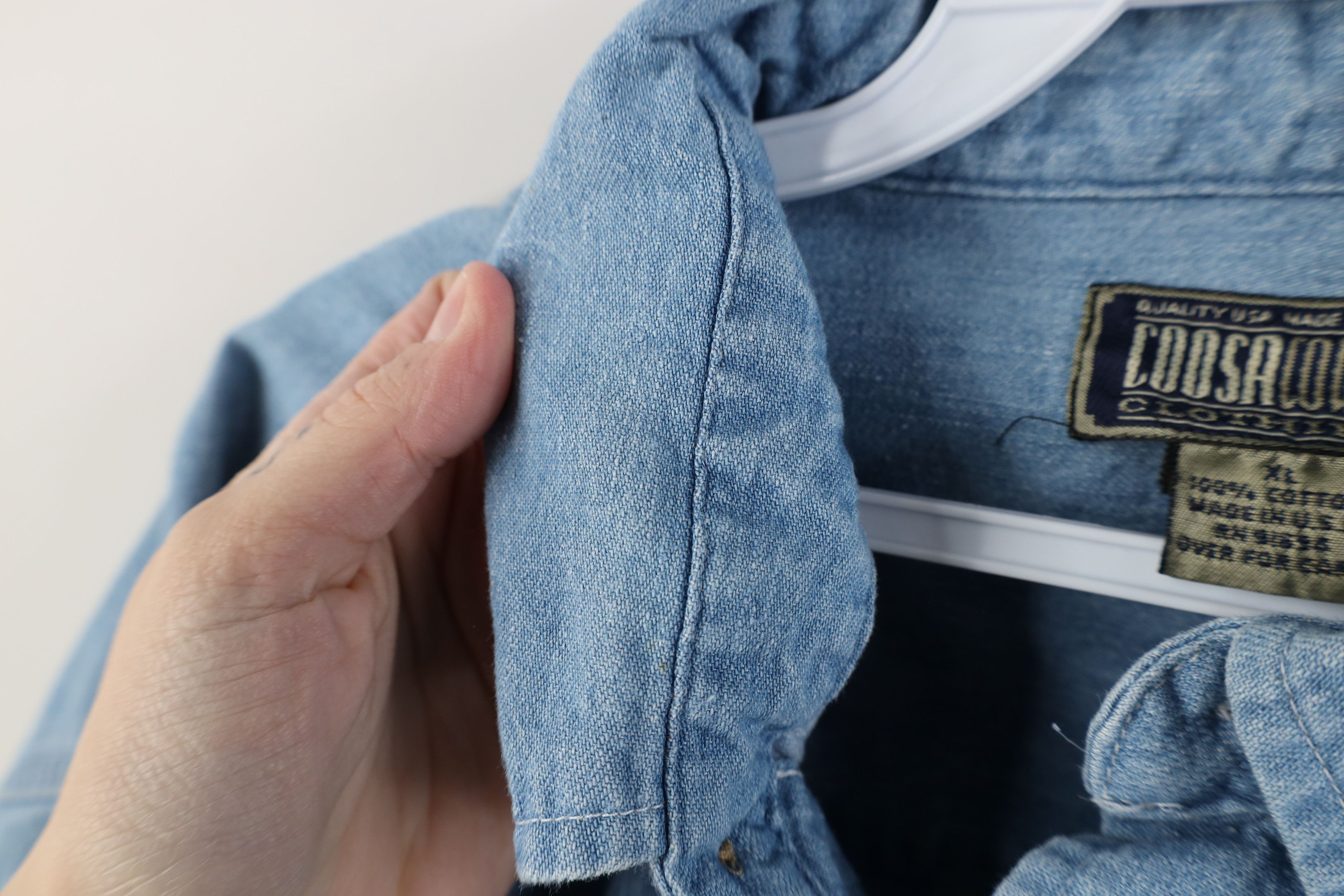 Vintage Vintage 90s Plumbers Union Denim Button Down Shirt Blue USA Size US XL / EU 56 / 4 - 11 Thumbnail