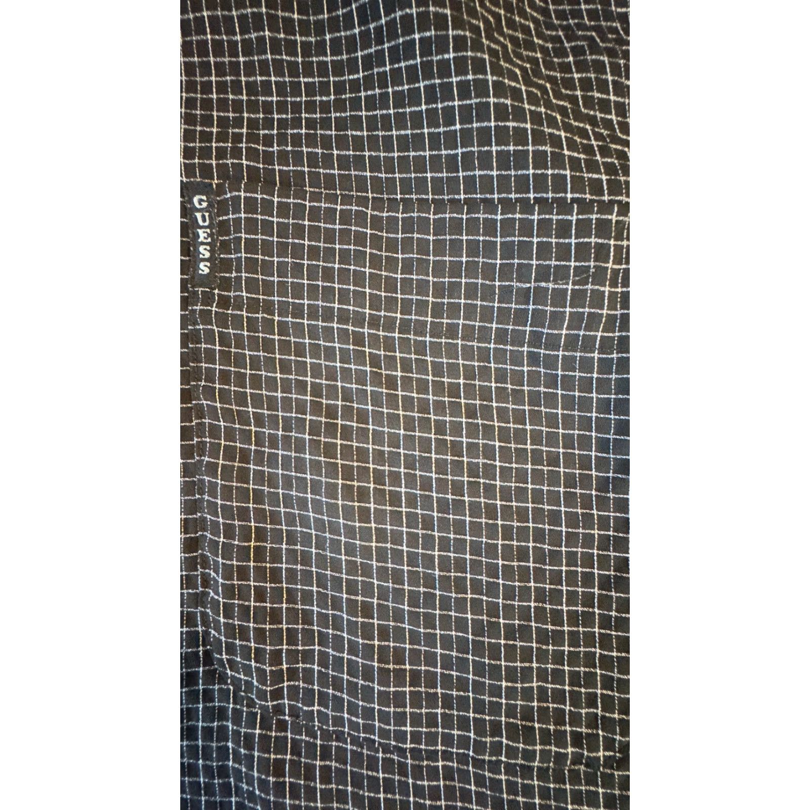 Guess GUESS SHIRT Men's Large Black Check Short Sleeve Button-Up Shirt Size US L / EU 52-54 / 3 - 3 Thumbnail