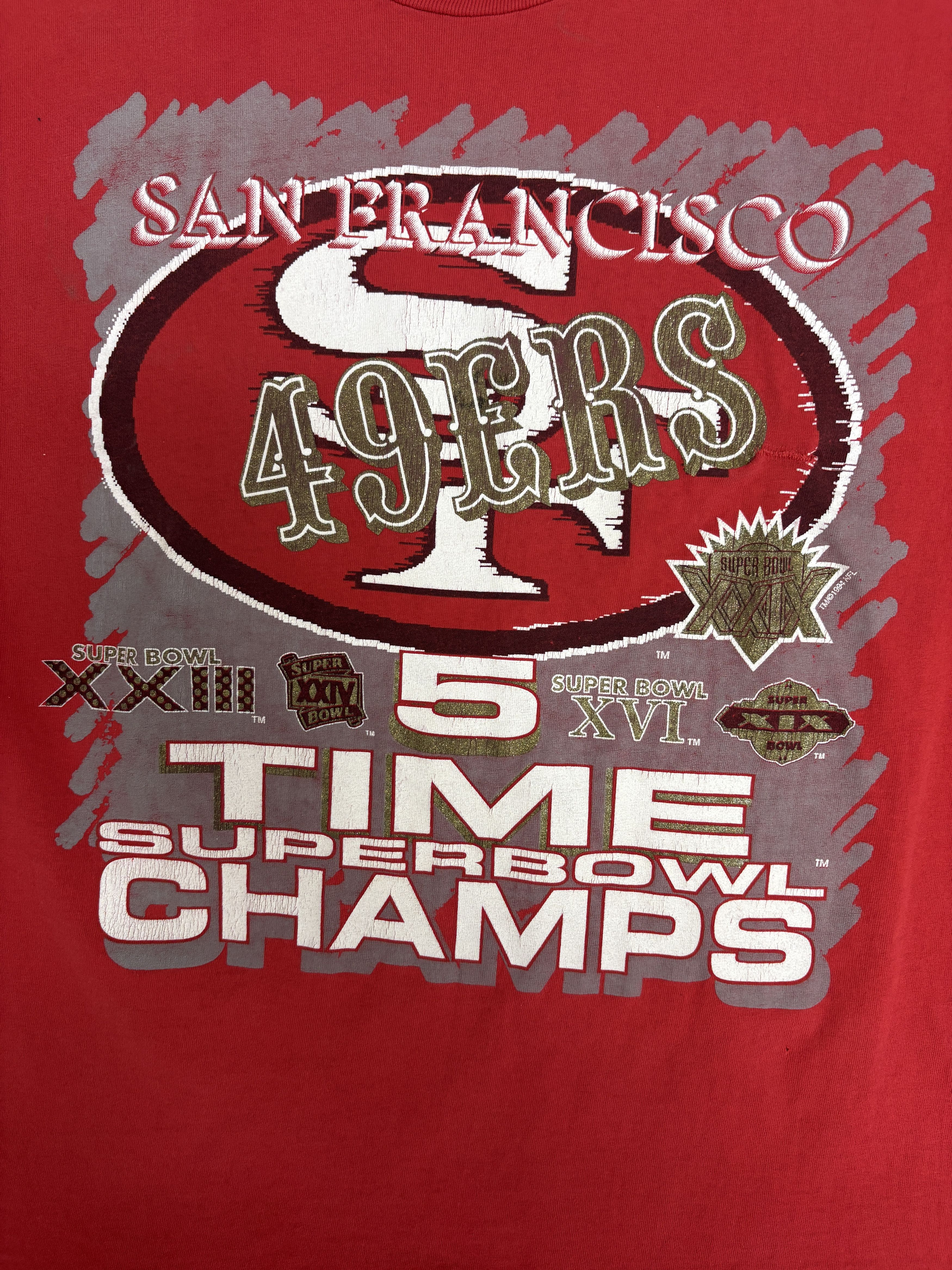 Vintage San Francisco 49ers 5 Time Super Bowl Champs Vintage Tee Size US L / EU 52-54 / 3 - 2 Thumbnail